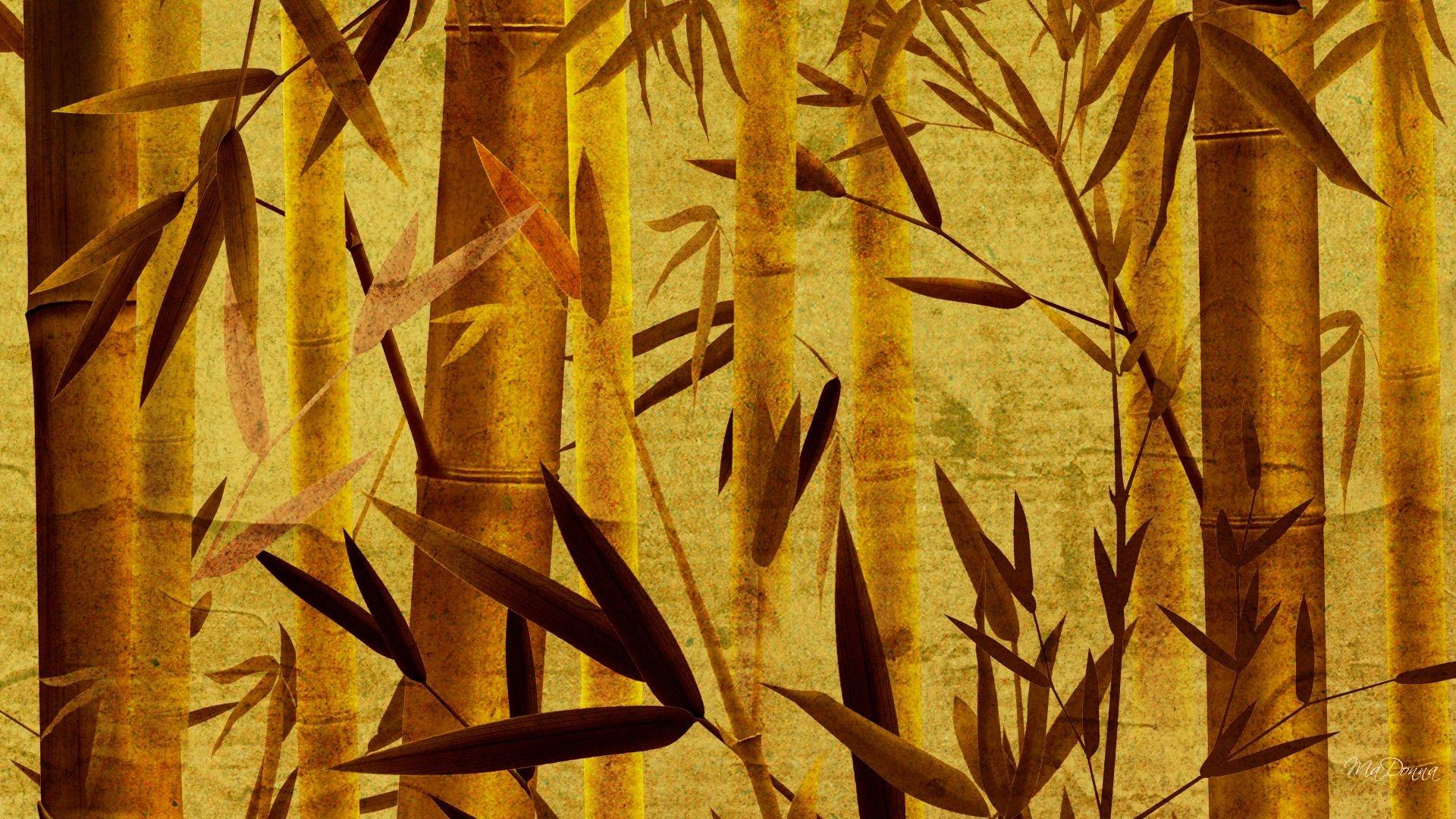 Forest: Brown Persona Gold Bamboo Oriental Golden Firefox Leaves