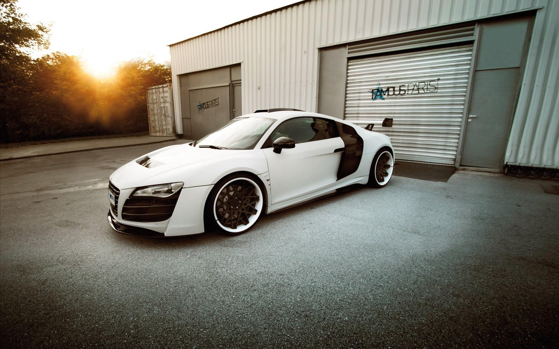 Modifizierten Audi R8 Schwarz Weiß HD Desktop Hintergrund: Breitbild