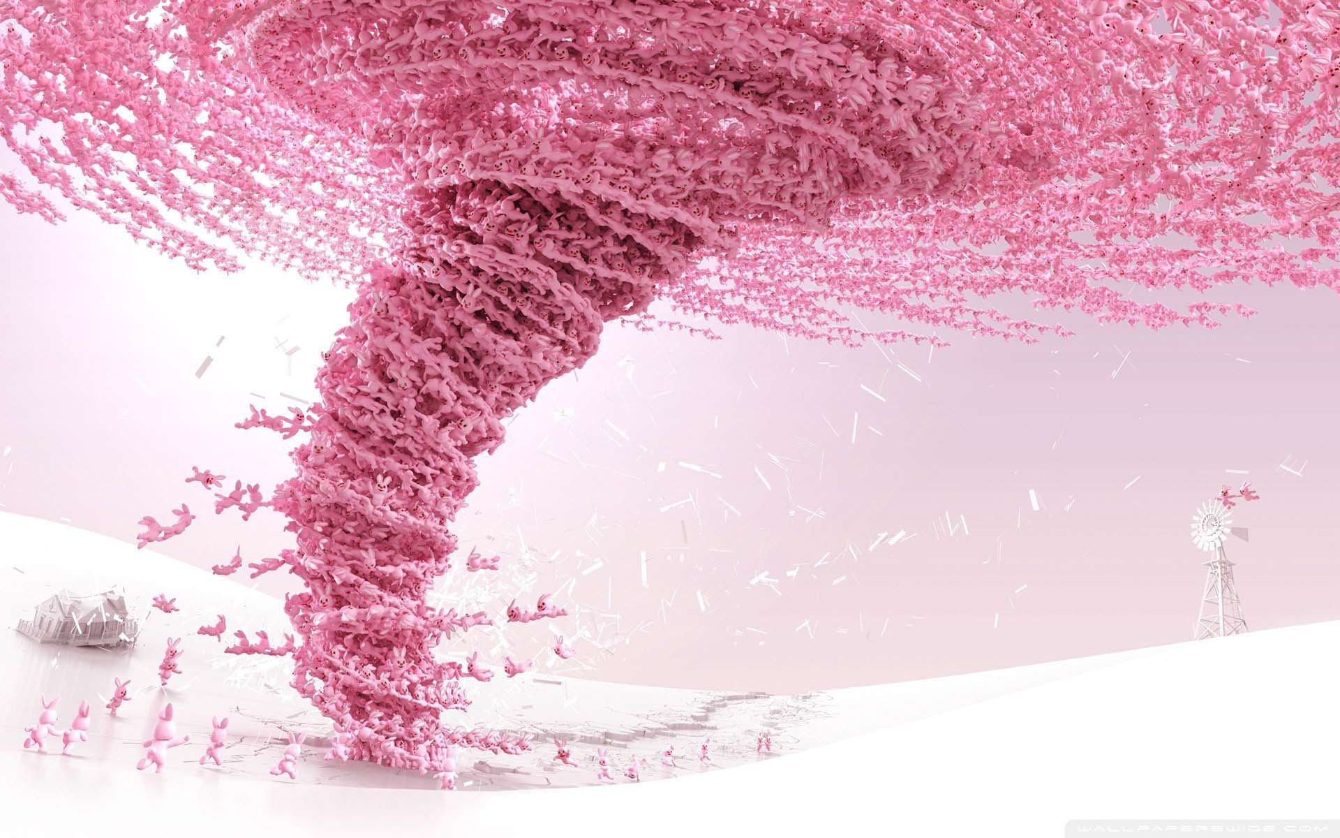 Absract Pink HD Rabbits Tornadoes Winter Wallpaper 1920x1200