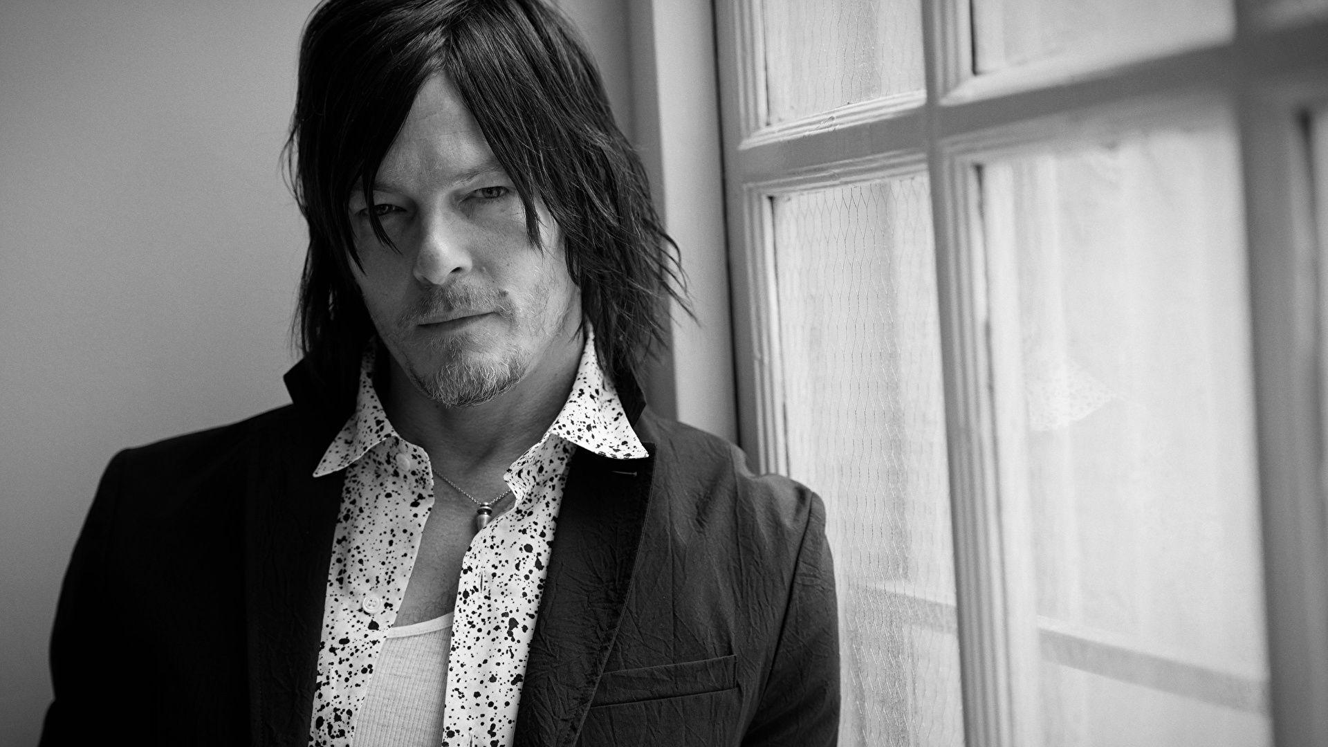 Picture Norman Reedus Men 2015 Black and white 1920x1080