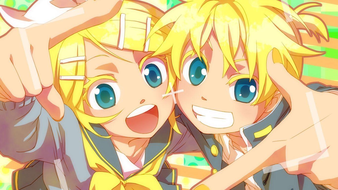 Download wallpaper 1366x768 junji, vocaloid, kagamine rin, kagamine