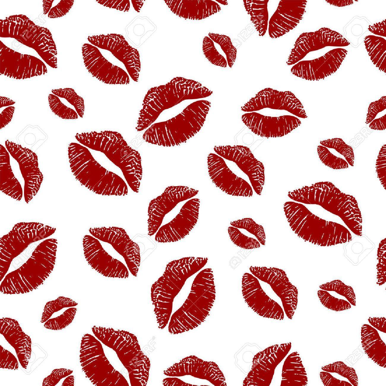 5789915 Seamless Hot Kiss Square Pattern With White Background Stock