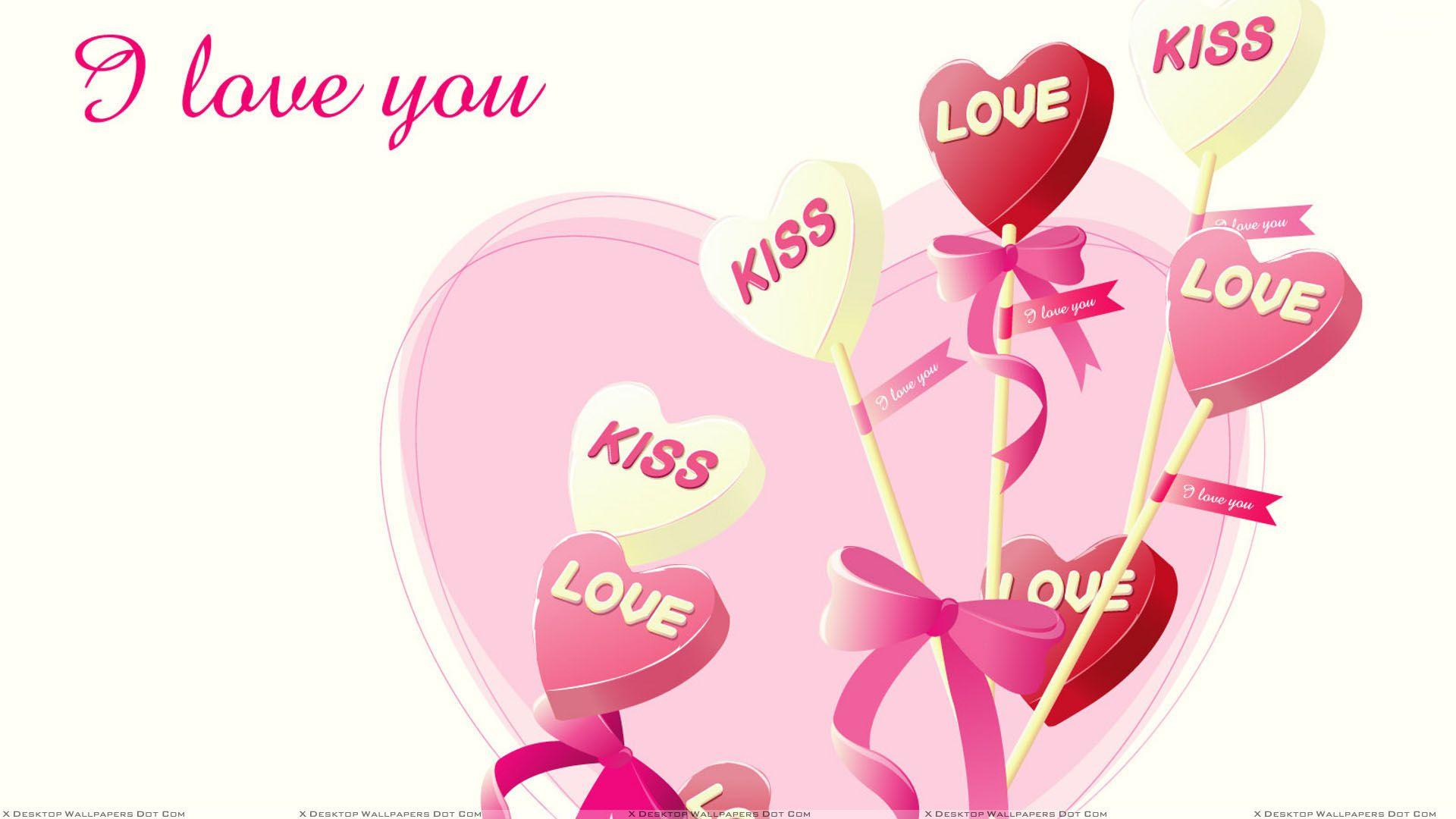 Love And Kiss And White Background Wallpaper