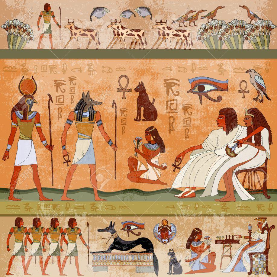 Ancient egypt scene. Murals ancient Egypt. Hieroglyphic carvings