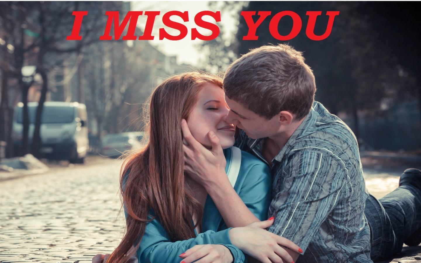 i miss u image with girl and boy kissing 1440x900 resolution