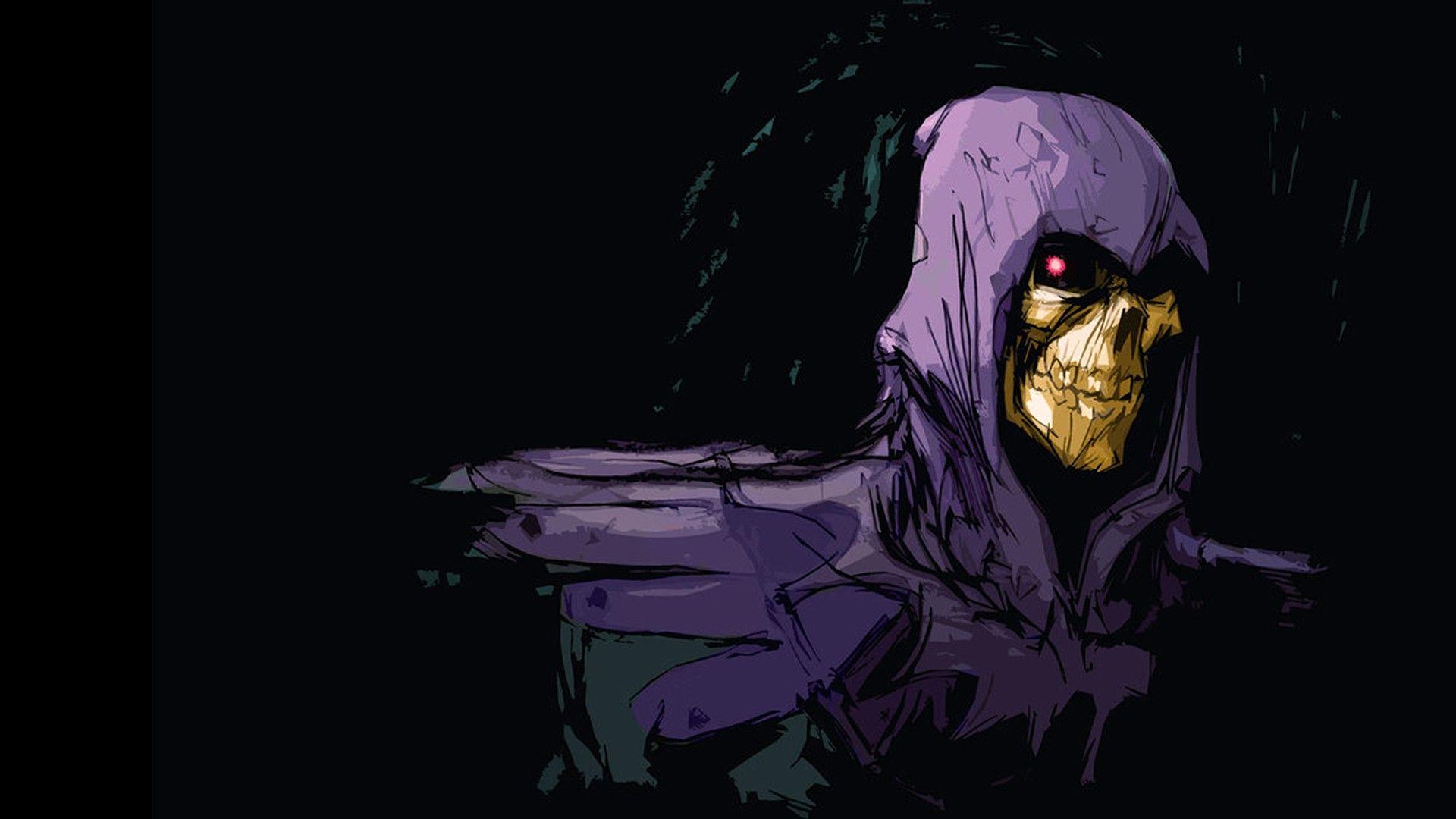 Skeletor, fan art, black background, Masters of the Universe.