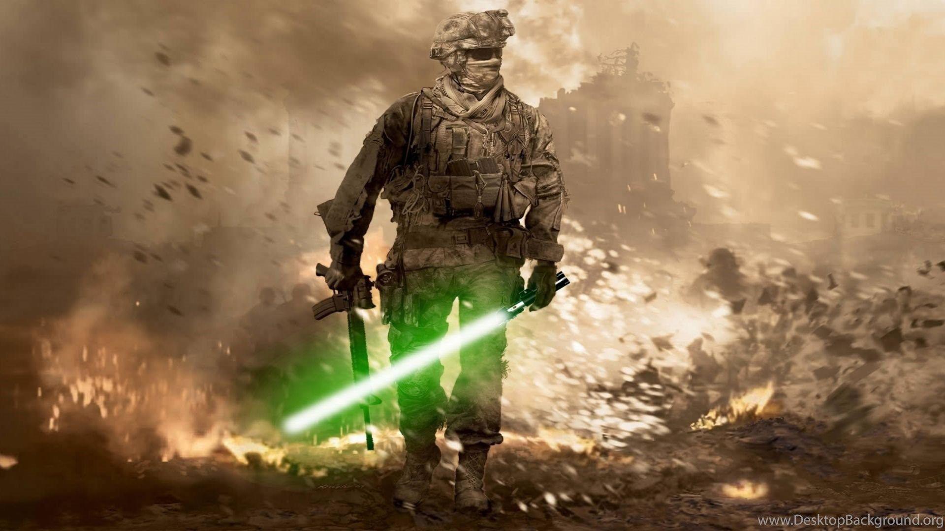 Call Of Duty Modern Warfare 2 Soldier Lightsaber Wallpaper