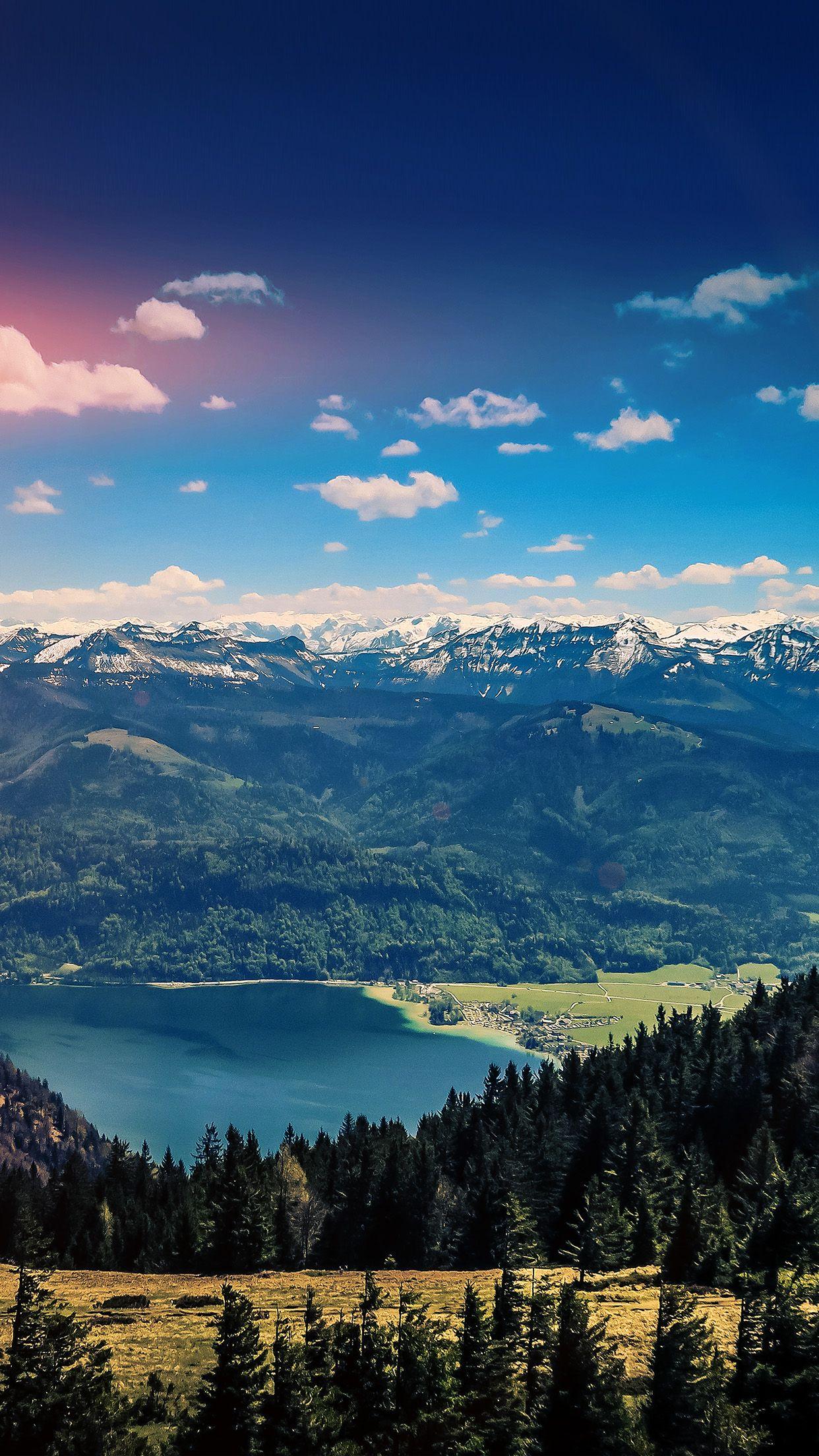 iPhone wallpaper. mountain sky river nature