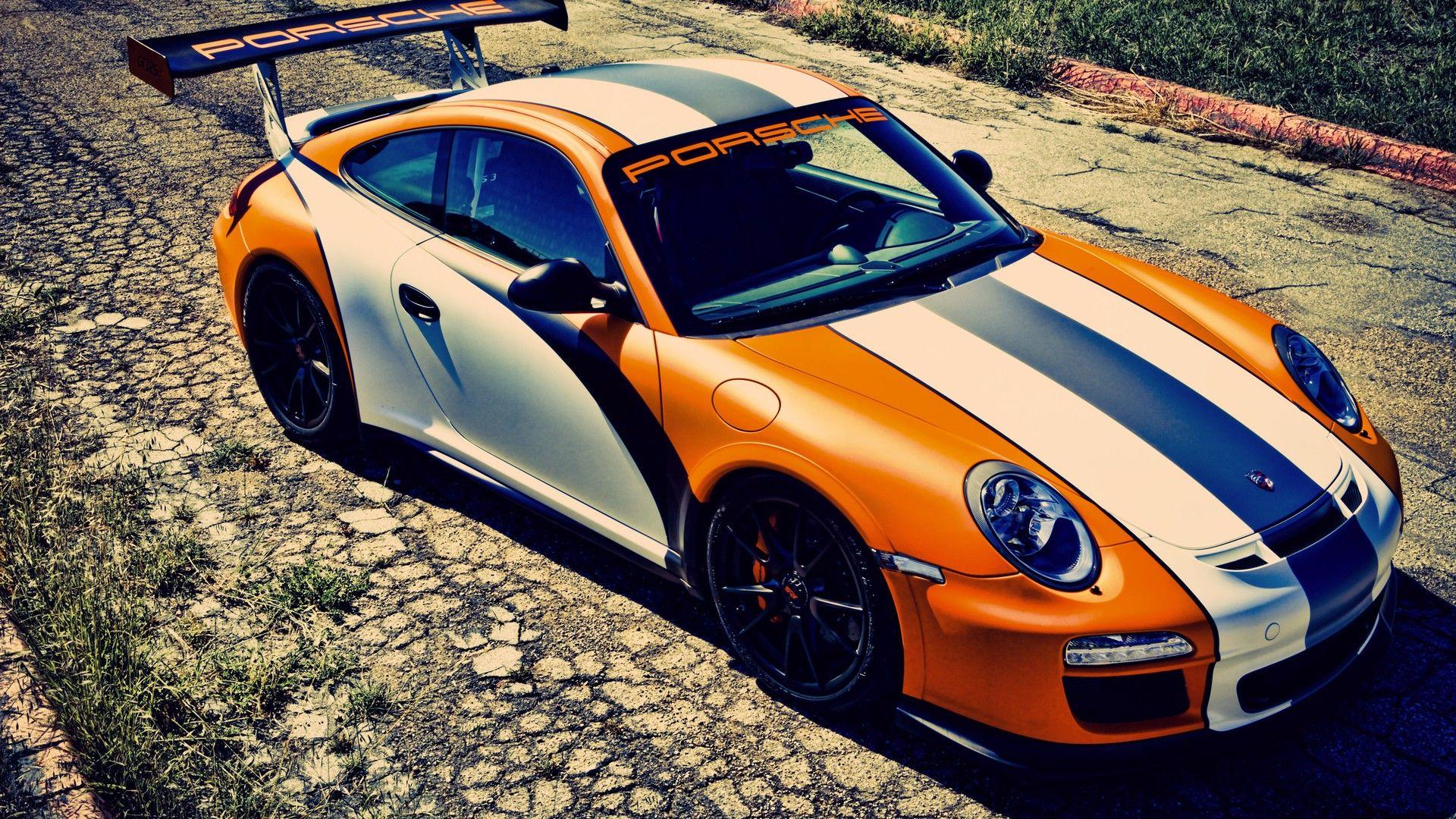 Automobiles Cars Luxury Sport Orange Porsche 911 GT3 RS Racing Roads