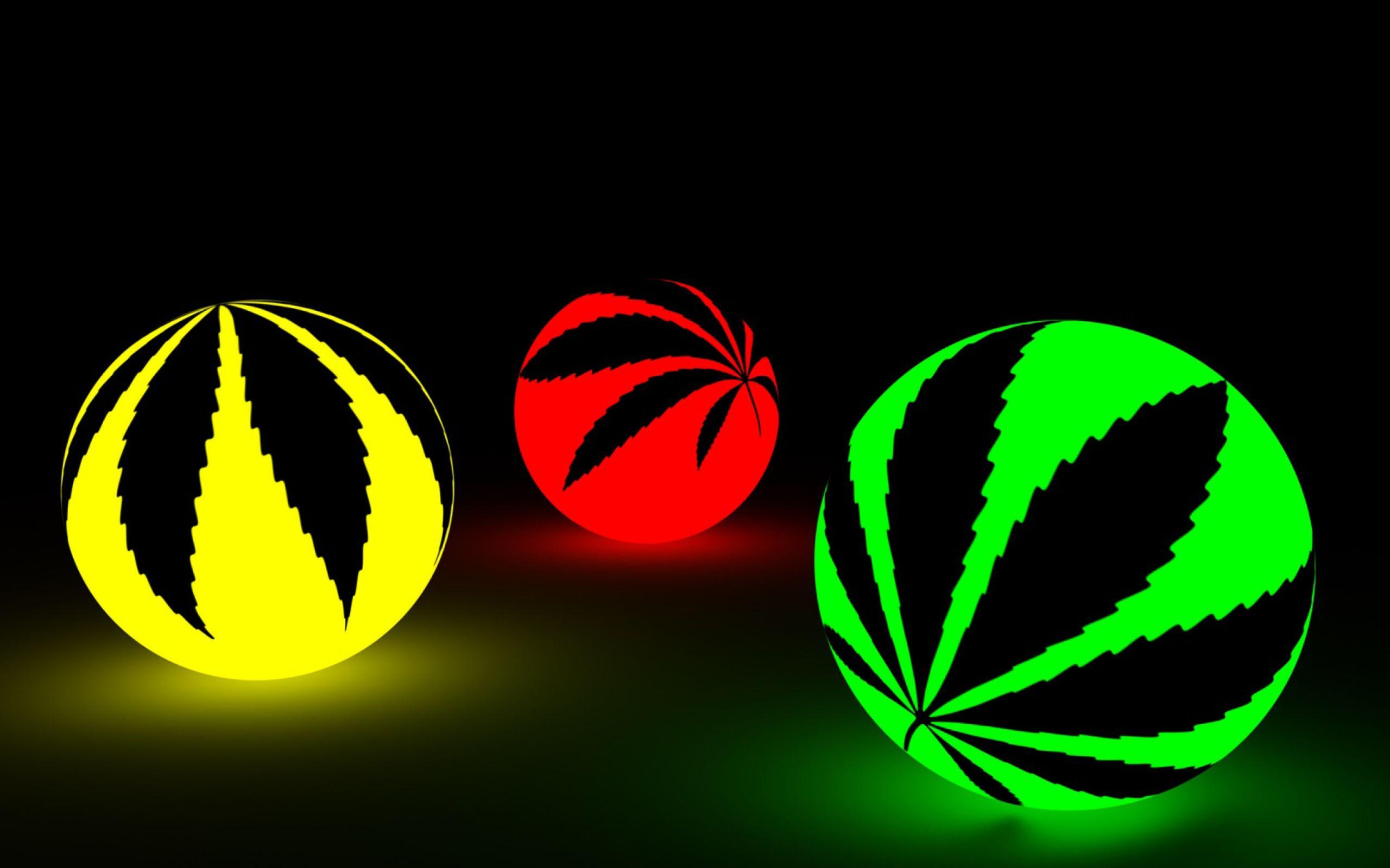 3D Neon Weed Balls wallpaperd and abstract