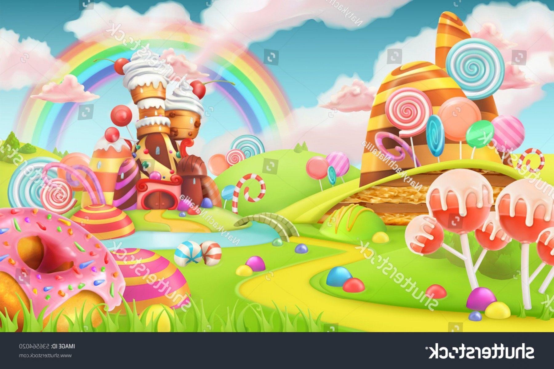Sweet Candy Land Cartoon Game Background