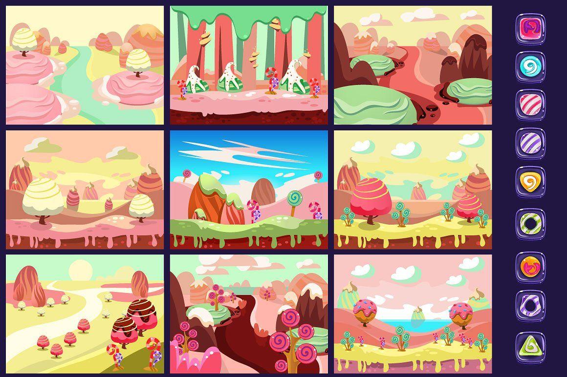 Candy land sweet background for game Illustrations Creative Market