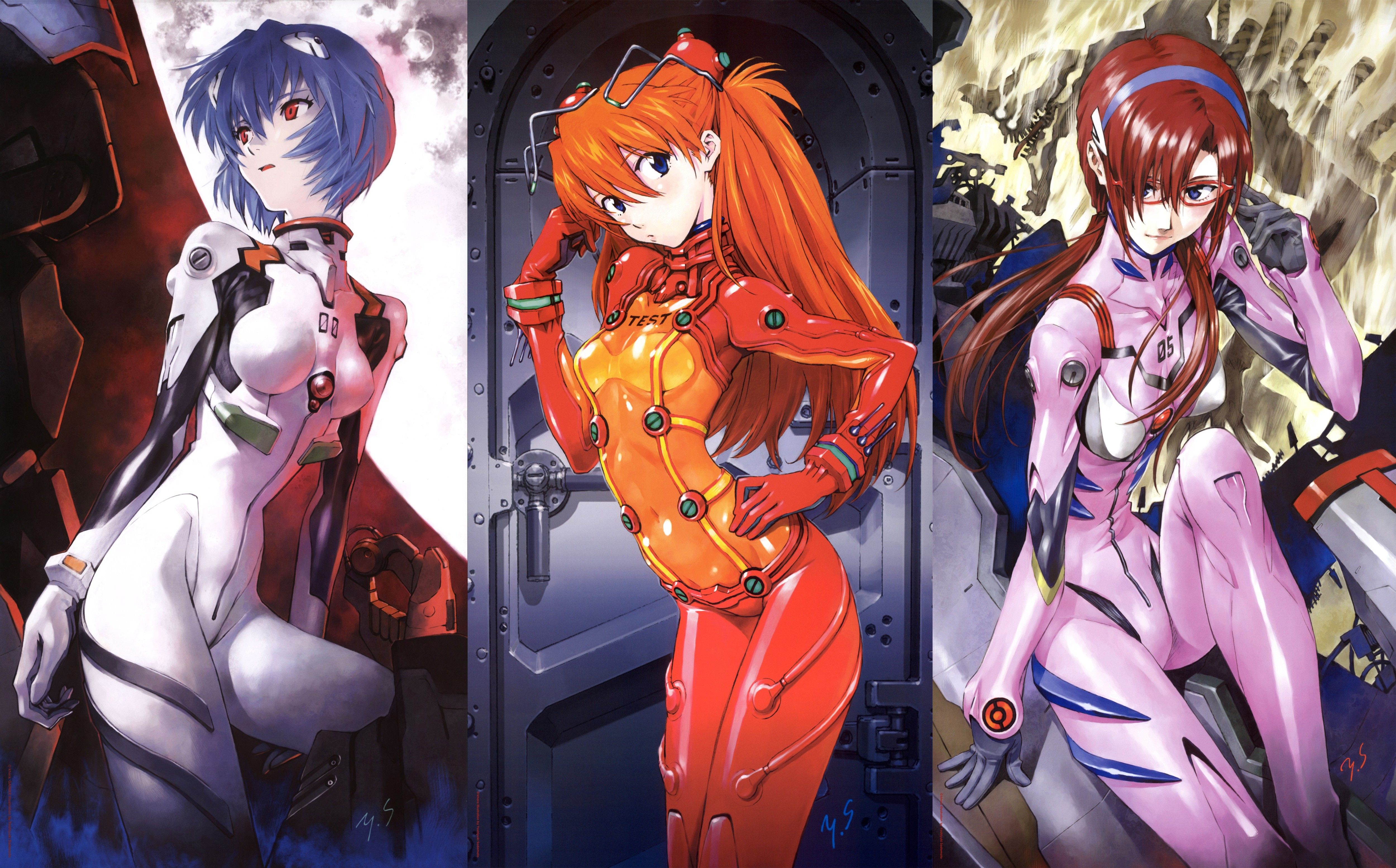 ayanami rei, eva 02, makinami mari illustrious, shikinami asuka