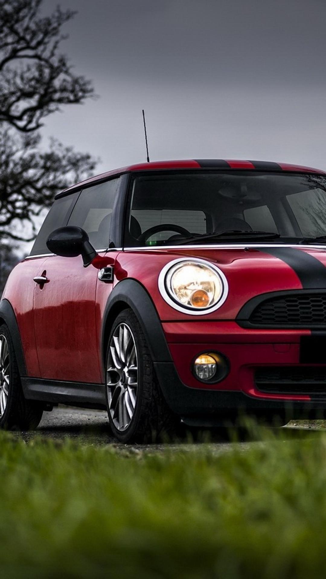 Cars Grass Low Angle Shot Mini Cooper Red Wallpaper