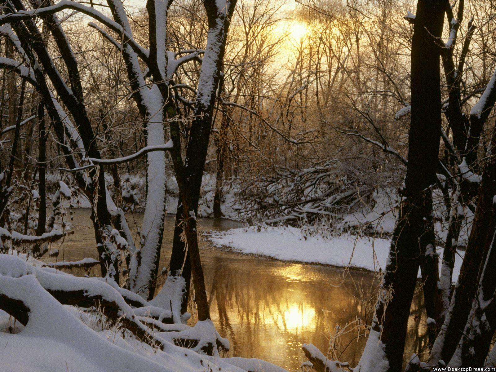 Desktop Wallpaper Natural Background Harpeth River Winter Sunrise, Williamson County