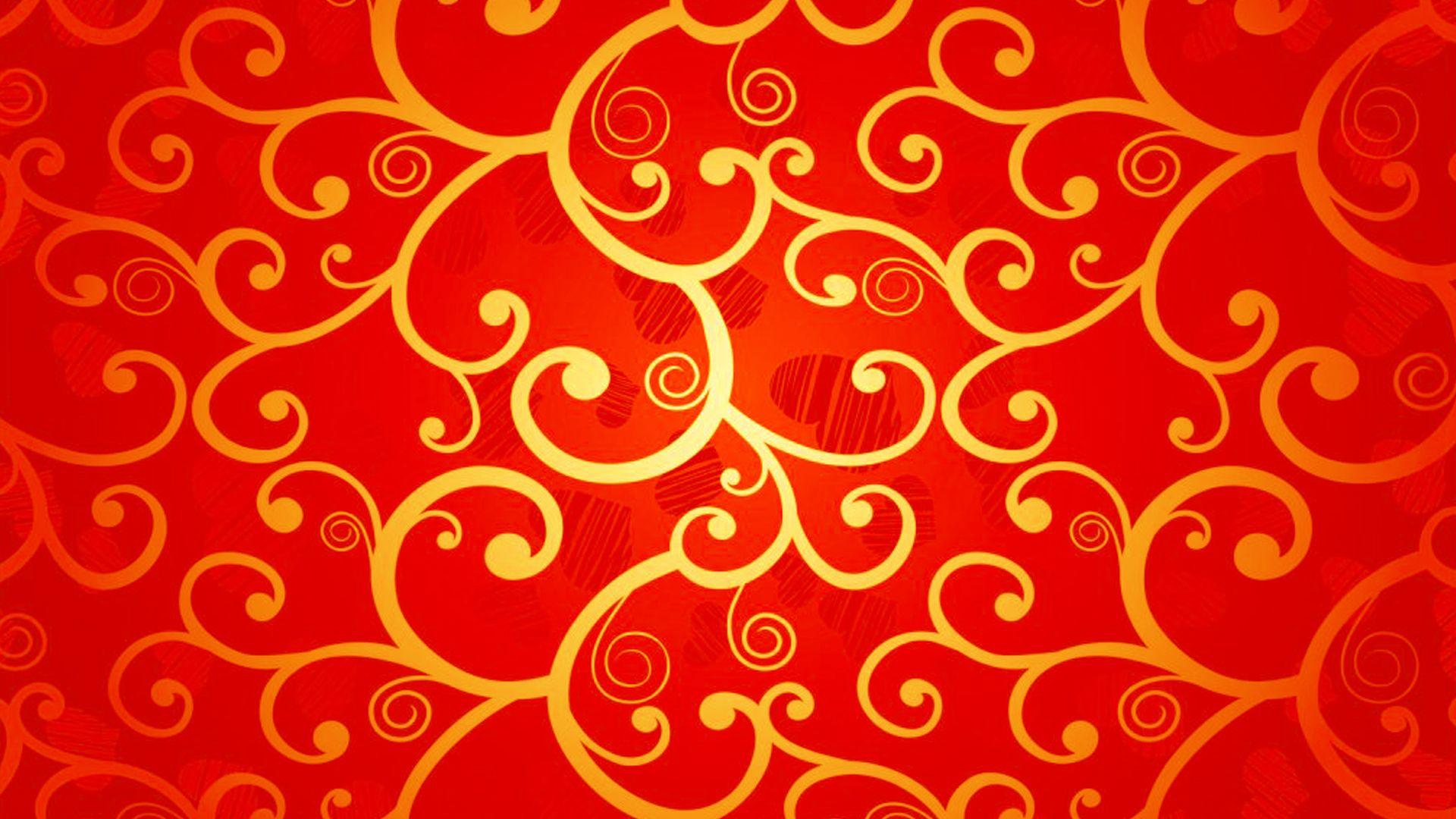 Red Chinese Wallpaper Designs 15 of 20 with Gold Floral Pattern. HD