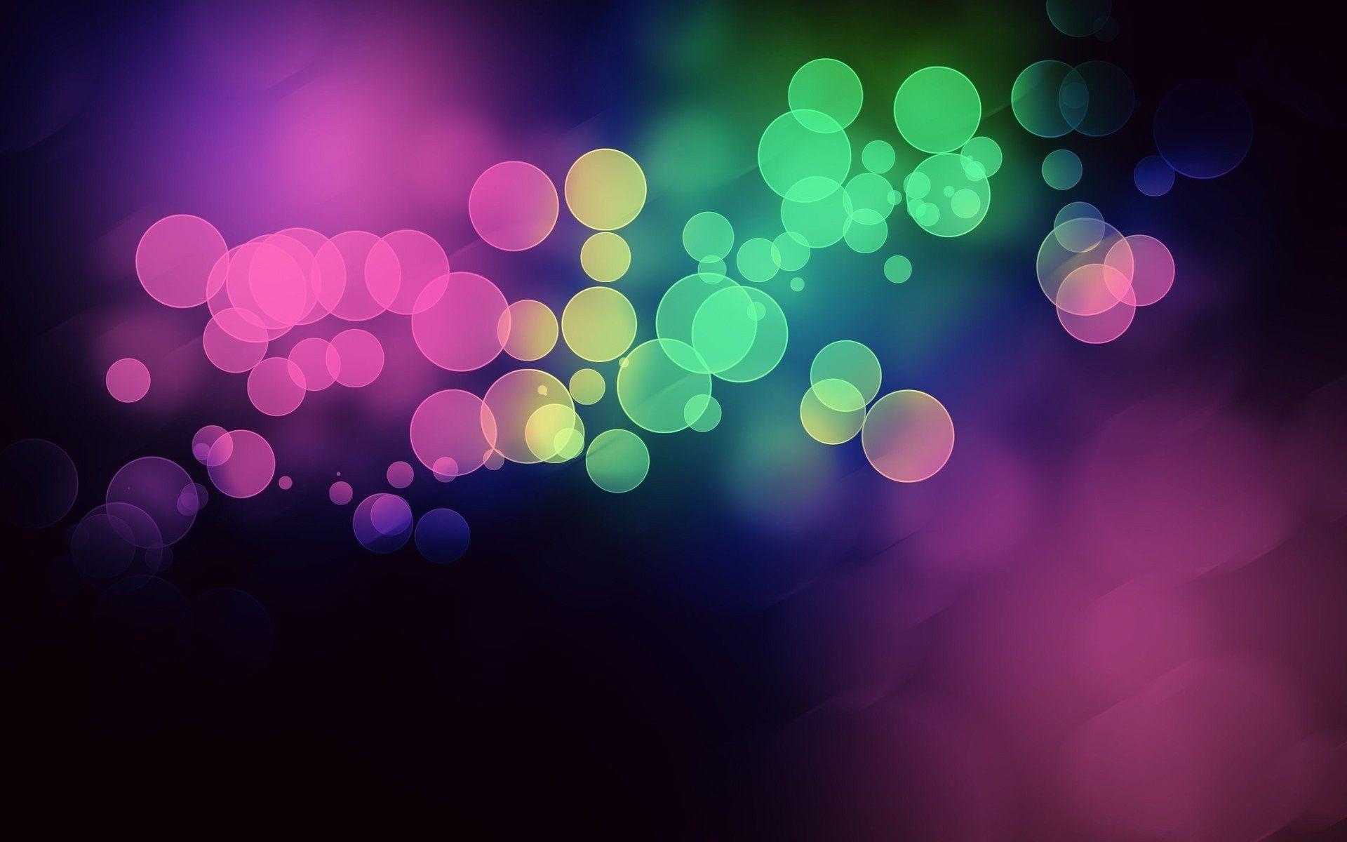 Neon Circles Abstract Wide Desktop Wallpaper Free