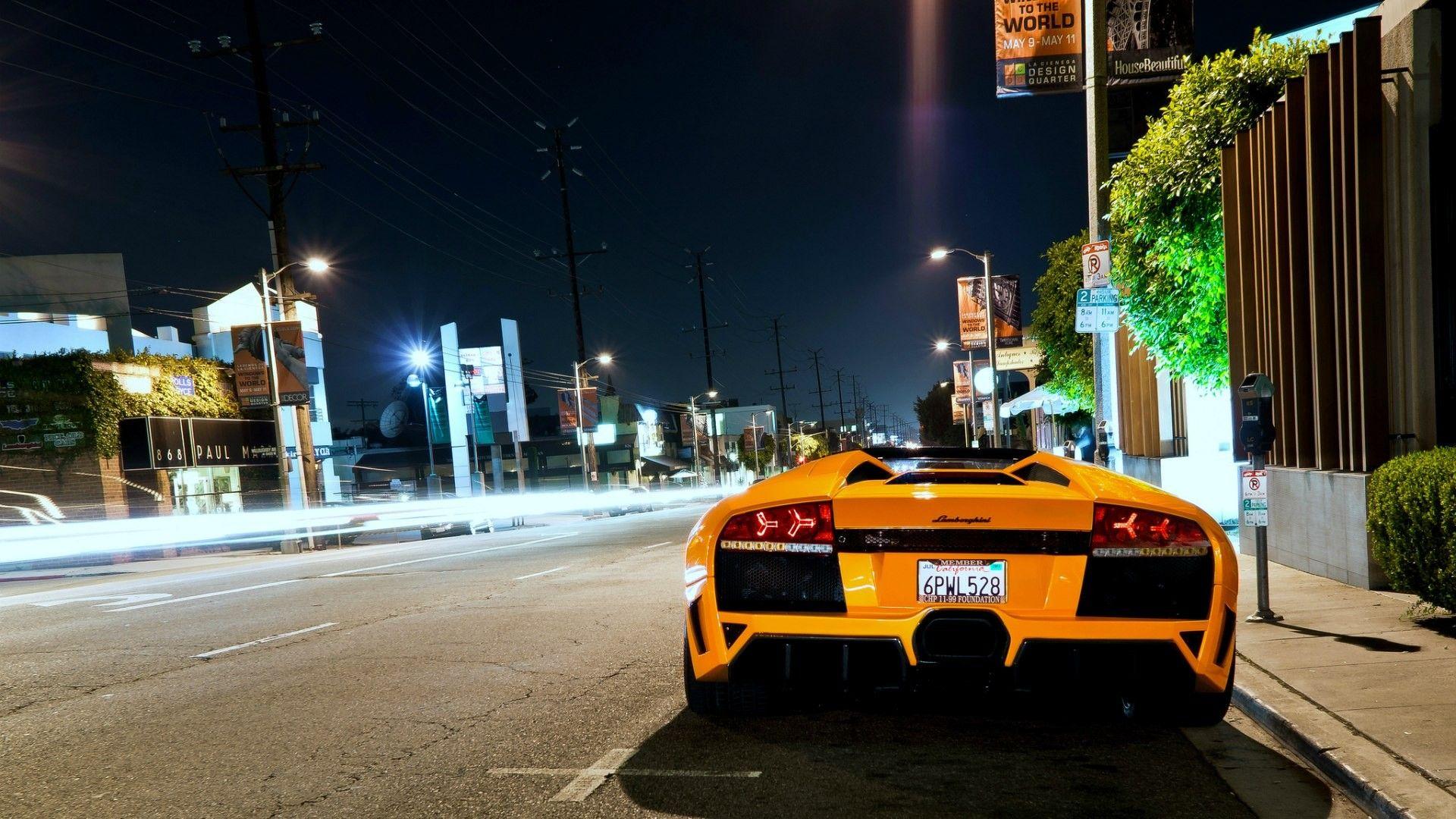 Wallpaper car, vehicle, night, lamborghini, lamborghini murcielago