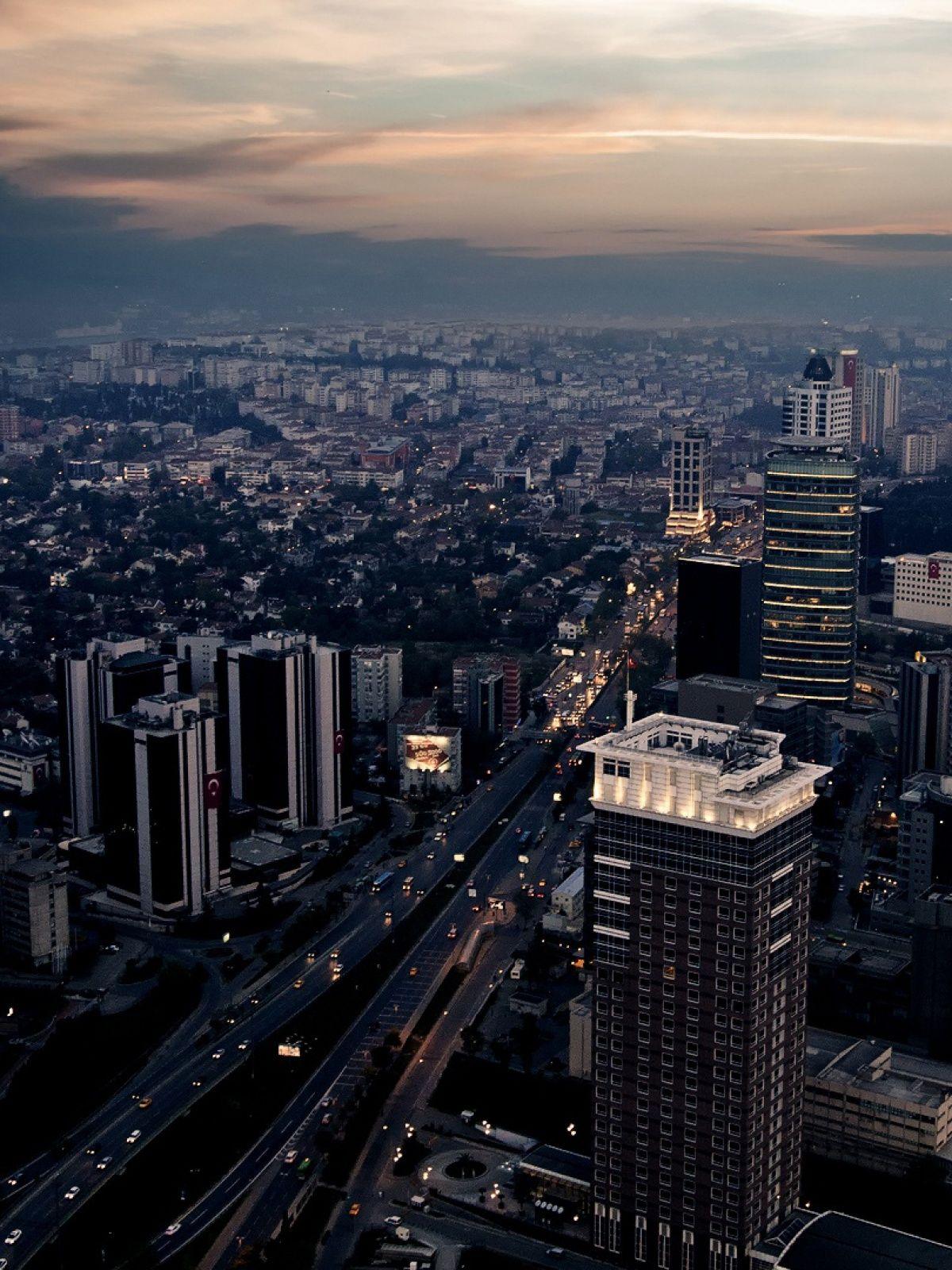 Top View Urban City Skyscraper Android Wallpaper free download