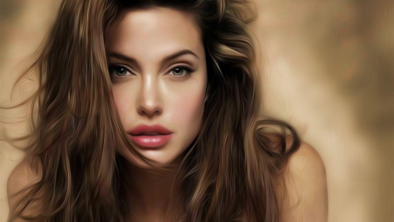 Wallpaper Angelina Jolie beautiful art painting 2560x1920 HD Picture
