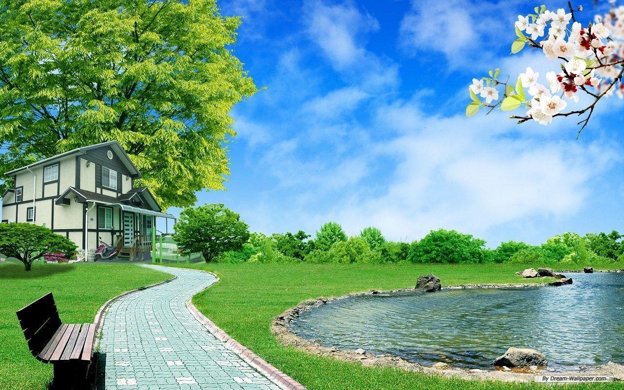 dream homes picture. Free Nature wallpaper Homes 1 wallpaper wallpaper. Nature desktop, Nature desktop wallpaper, 3D nature wallpaper