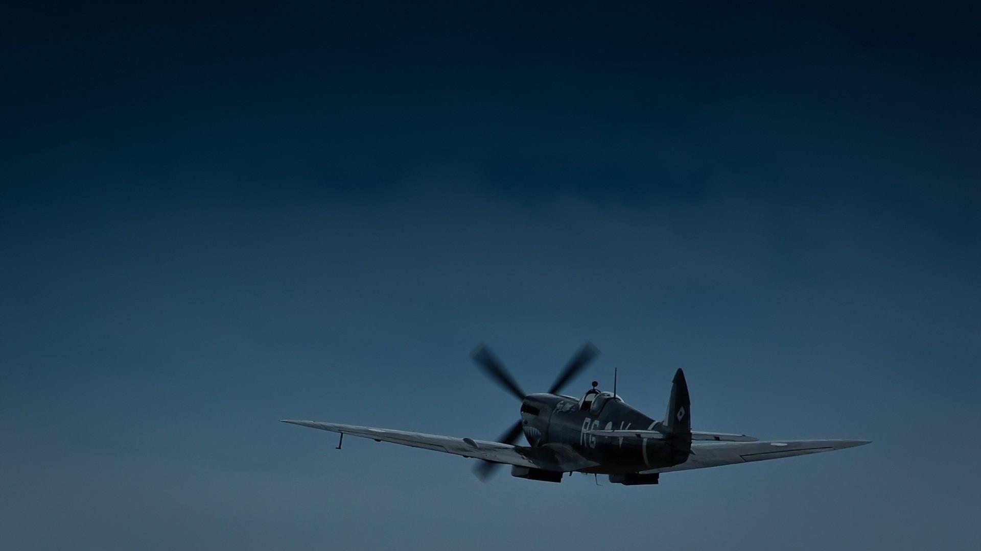 Aircraft aviation supermarine spitfire twilight time of day
