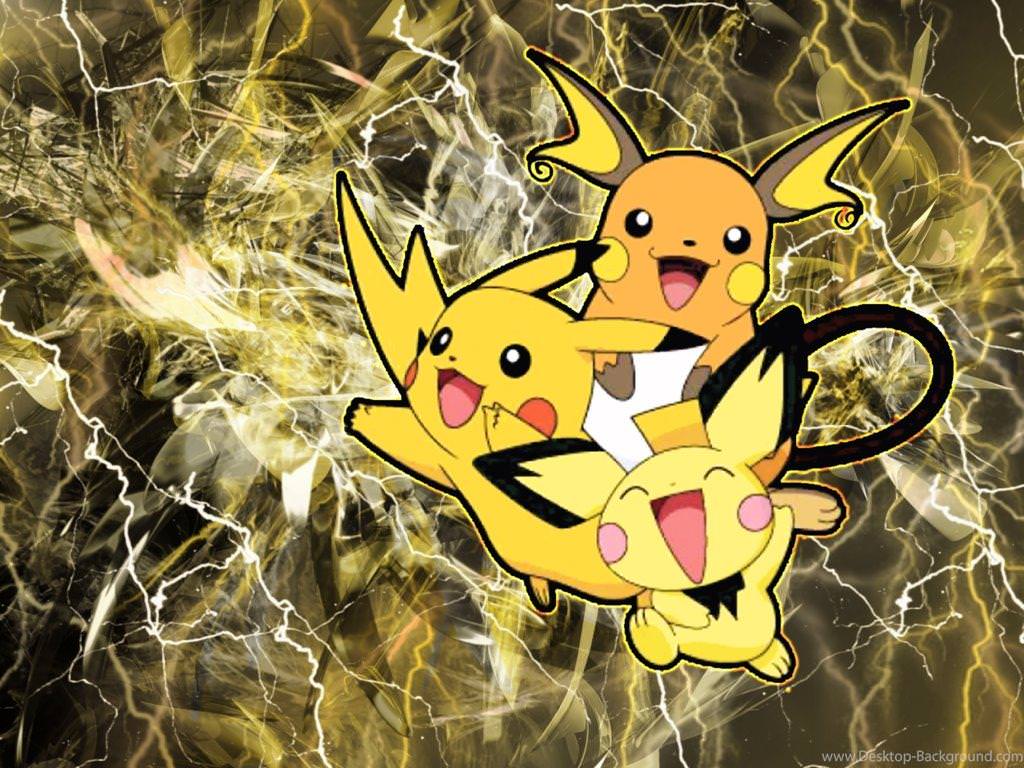 Pichu Pikachu Raichu (free Wallpaper) By Inoune
