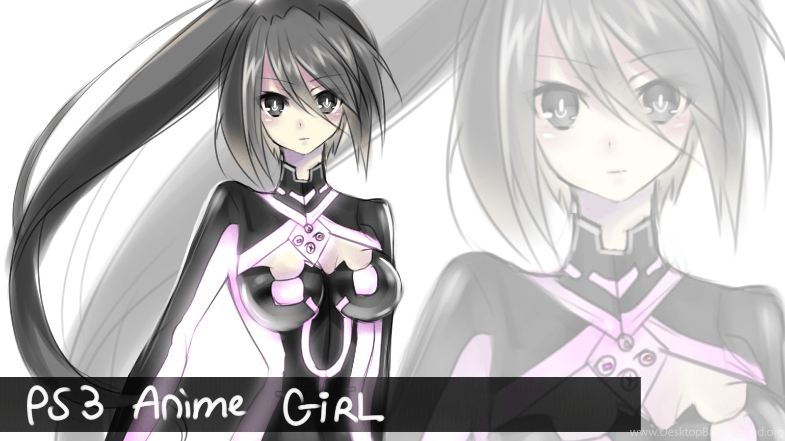 Sketch Of A Ps3 Anime Girl By AoiKen Desktop Background