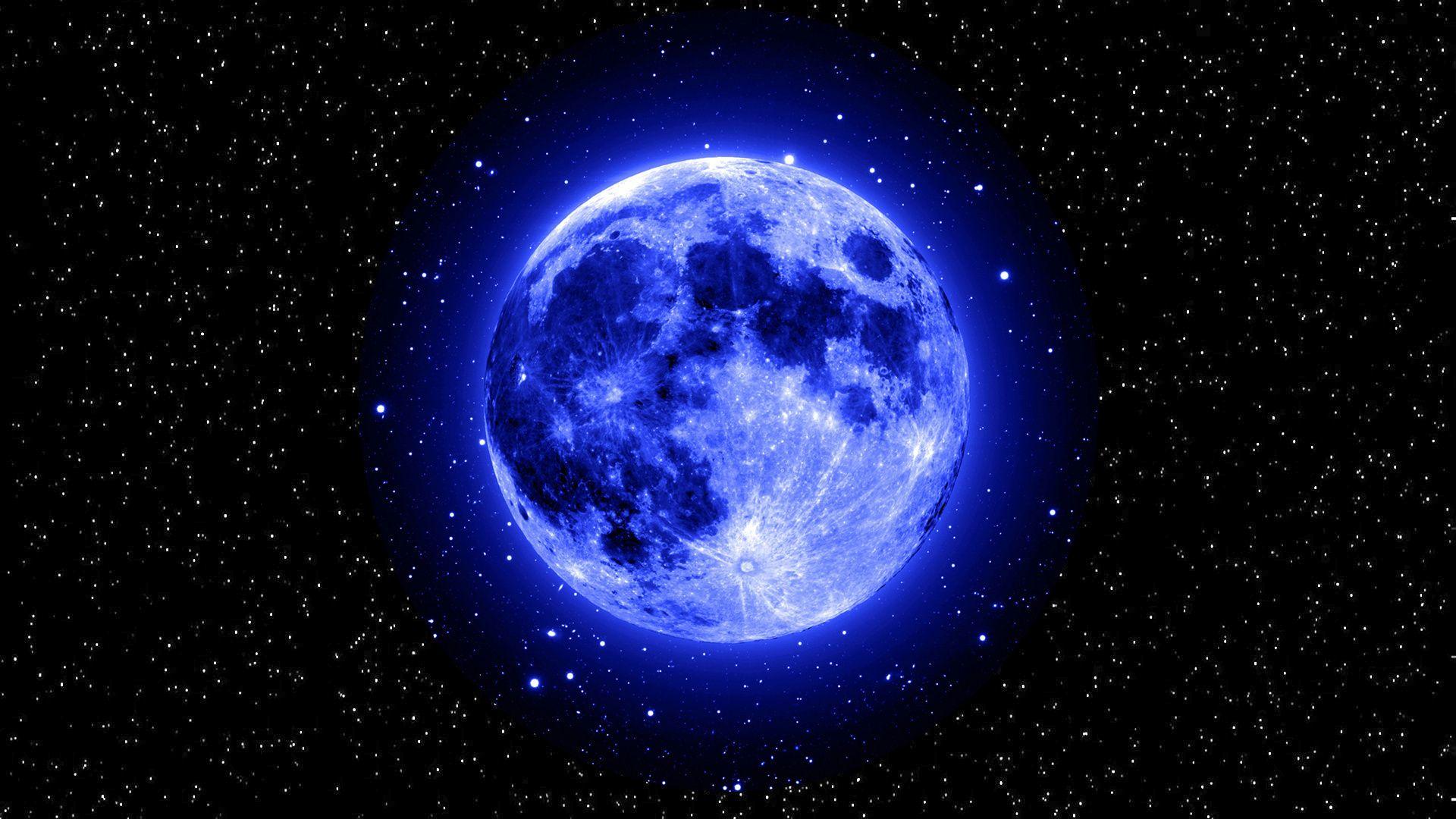 The Moon, Blue, Stars, Space Wallpaper and Picture