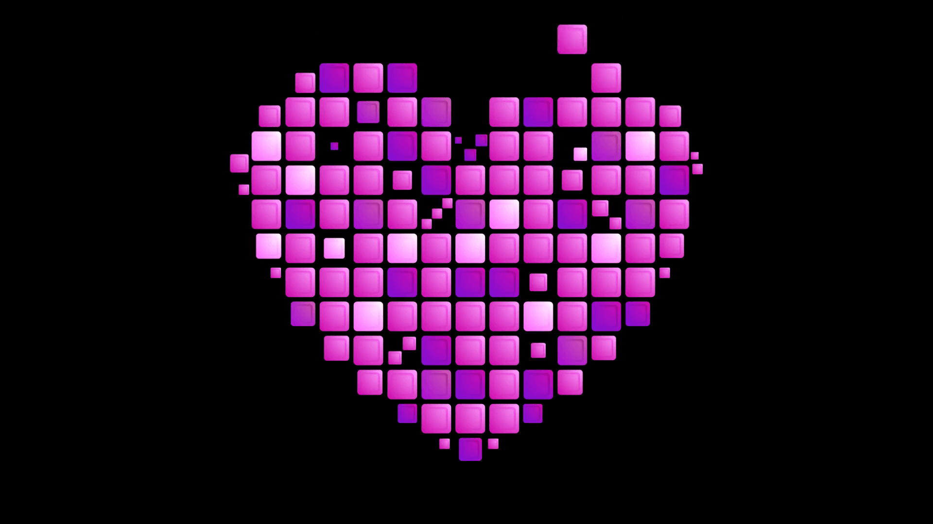Geometric purple heart symbol animated background. Valentine day