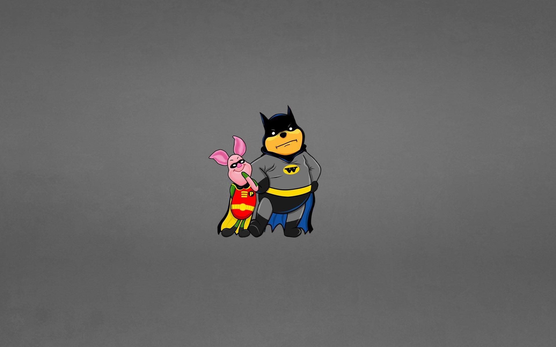 Winnie The Pooh Piglet Batman And Robin Cartoon Funny