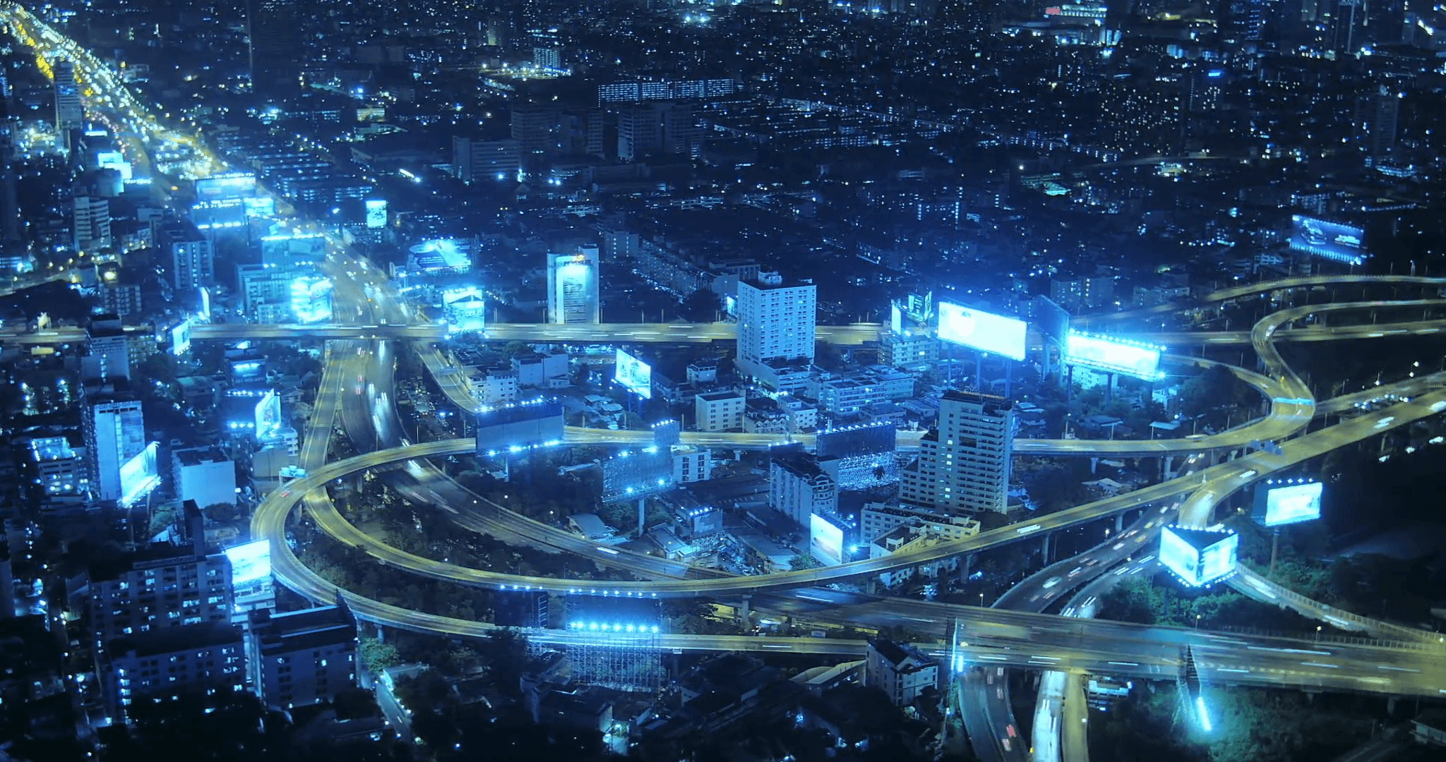 Futuristic cityscape background of modern highway interchange system