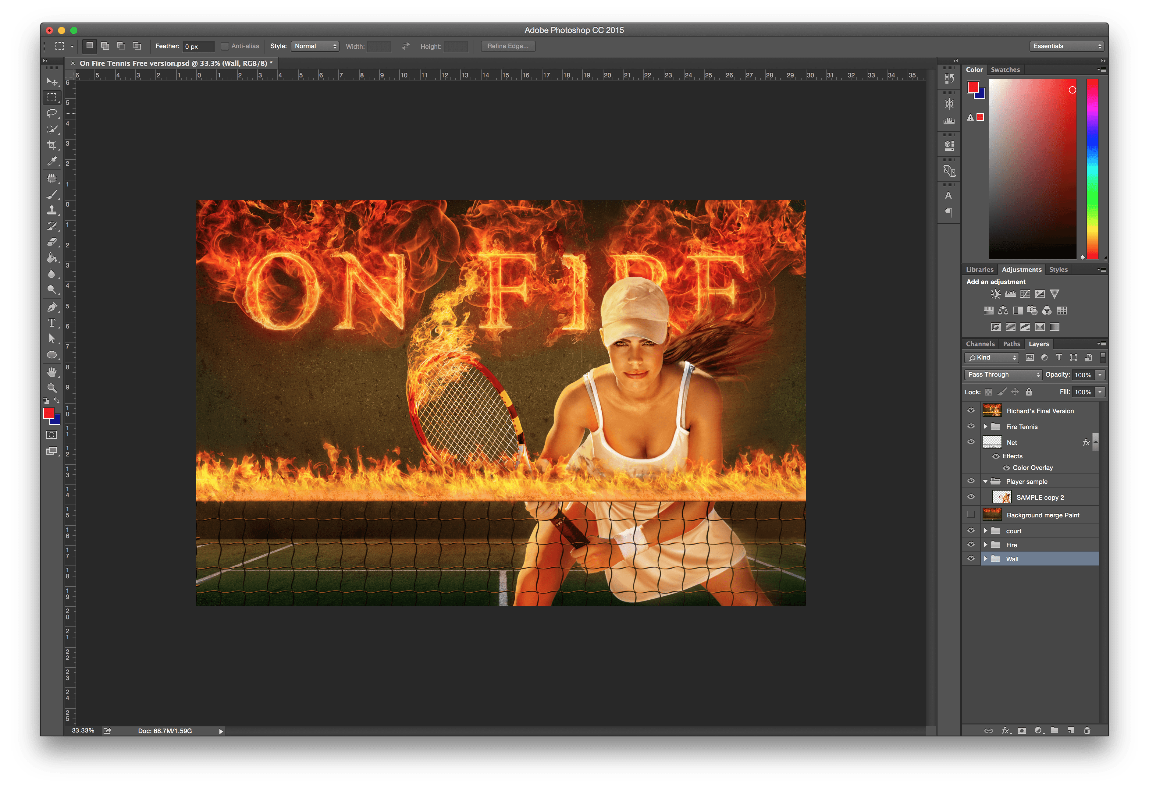 SturDaVinci Art Tools On Fire Background for Tennis Sports