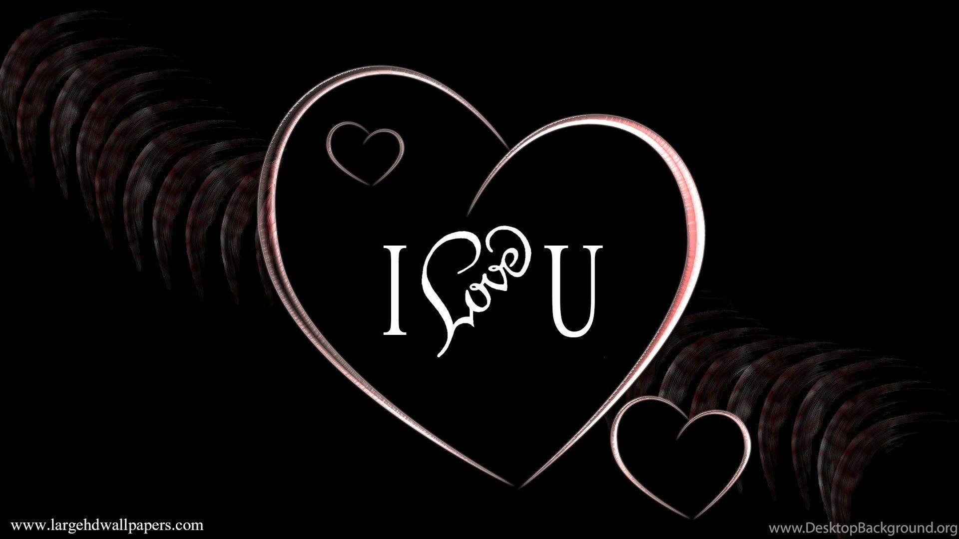 I Love U In Hearts Full HD Black Desktop Wallpaper Large HD