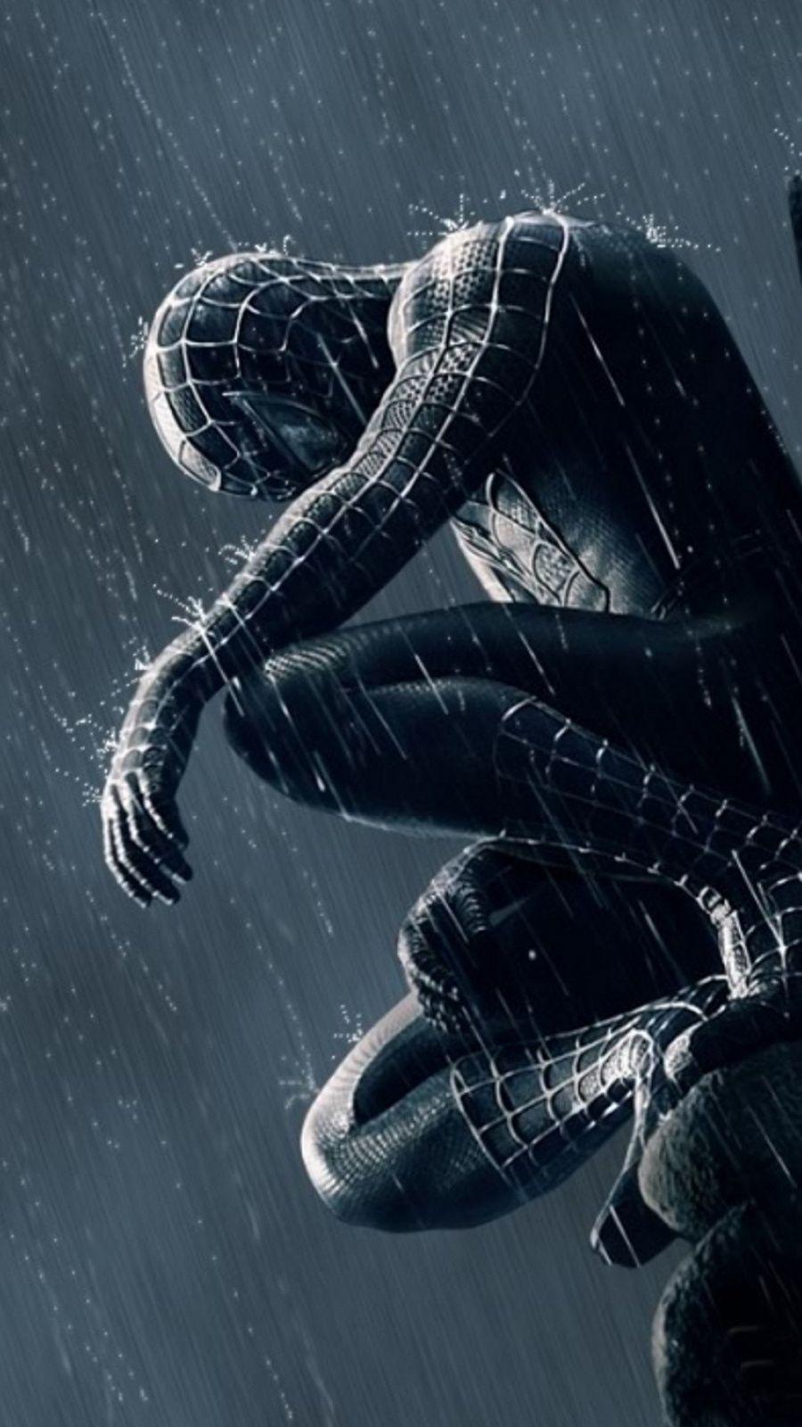 Spider Man In The Rain Mobile Wallpaper