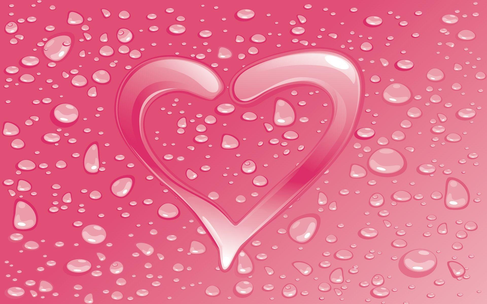 Valentines Day Wallpaper Heart Water Droplets Free HD Desktop