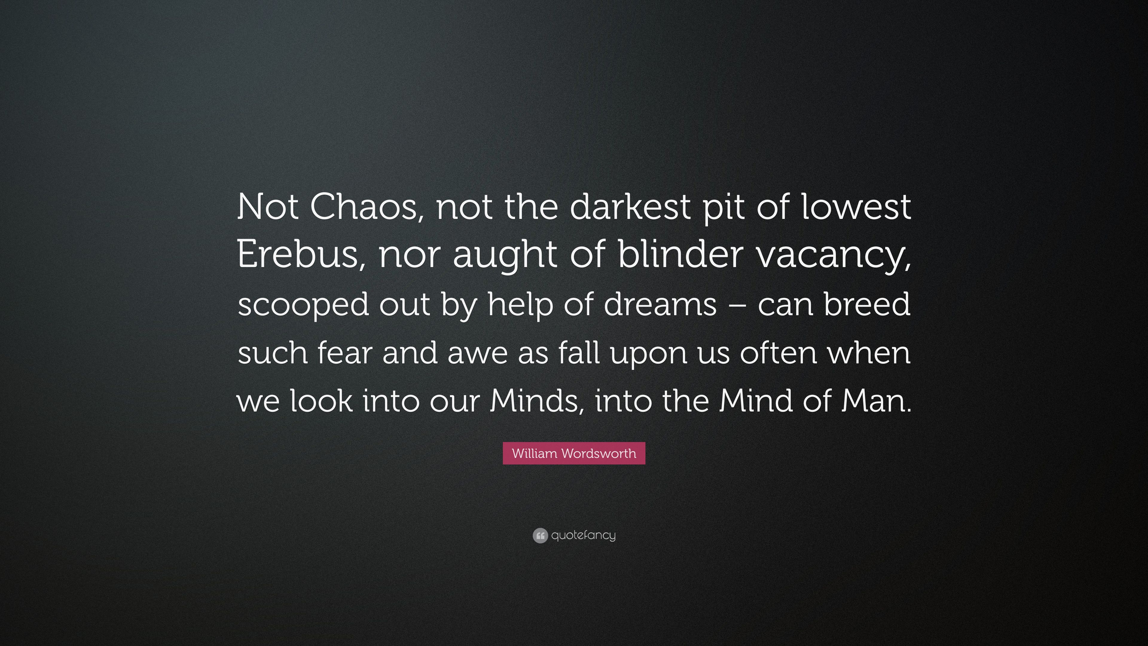 William Wordsworth Quote: “Not Chaos, not the darkest pit of lowest