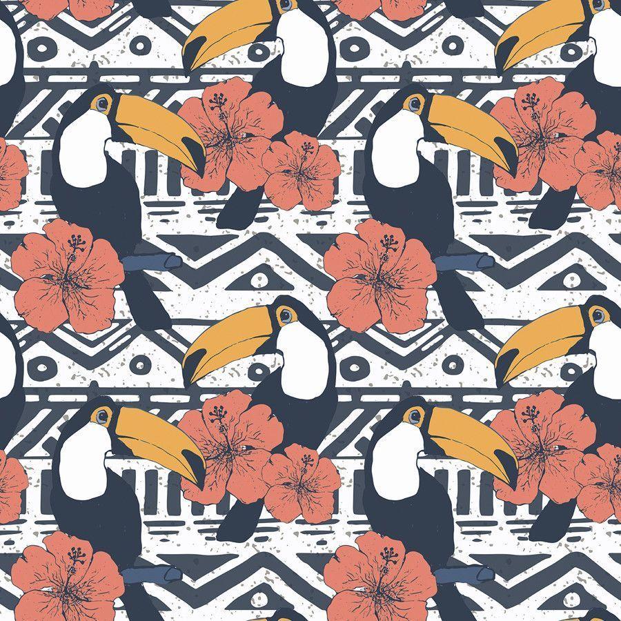 Tribal Pattern with Toucans Removable Wallpaper. Tribal patterns