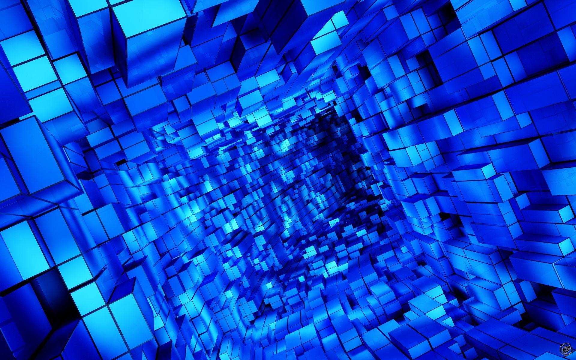 Blue Box Cube Abstract HD wallpaper. art and paintings. Wallpaper