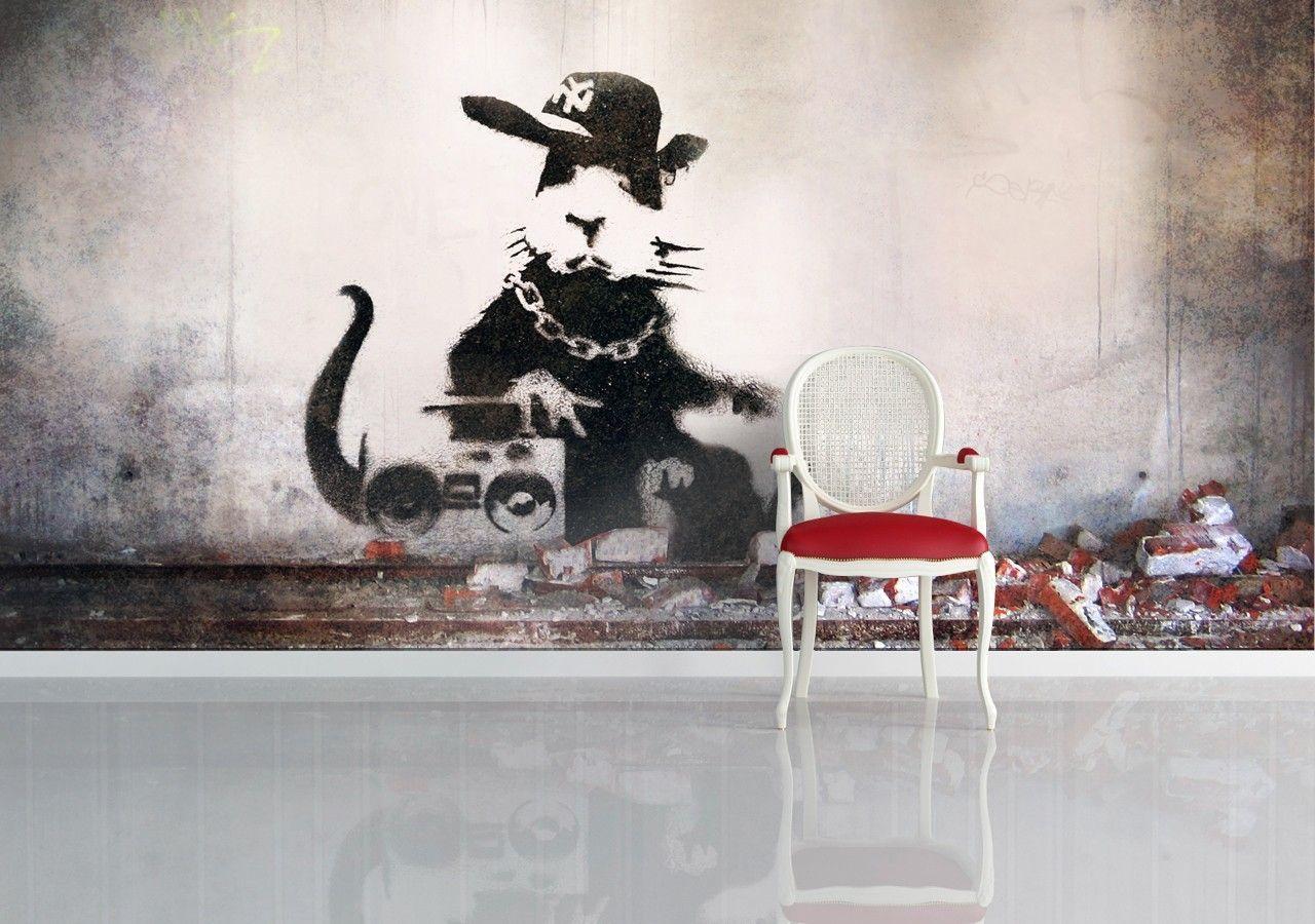 Banksy Rapping Rat' Mural Wallpaper available at wallpapered.com