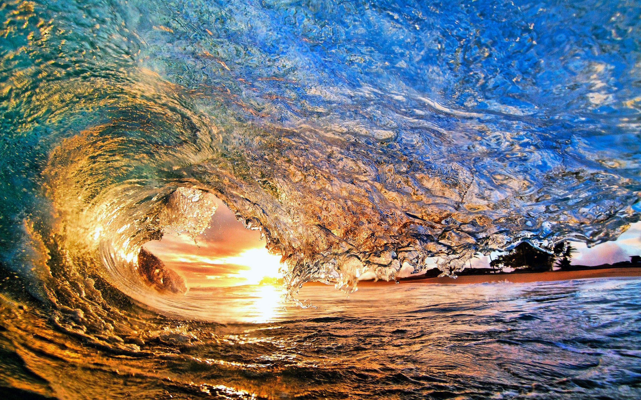 Ocean Waves Sunset HD Wallpaper, Background Image