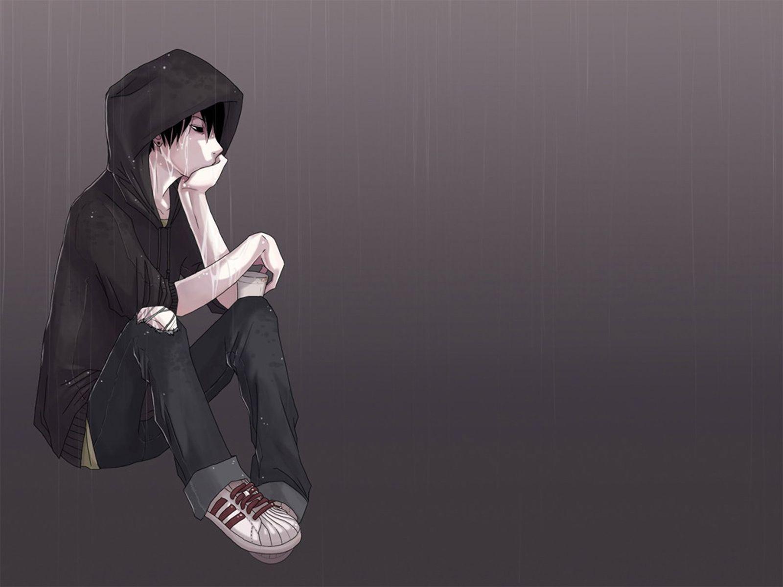 Lonely Emo Boy Sitting in the Rain Wallpaper. Emo Wallpaper. EMO