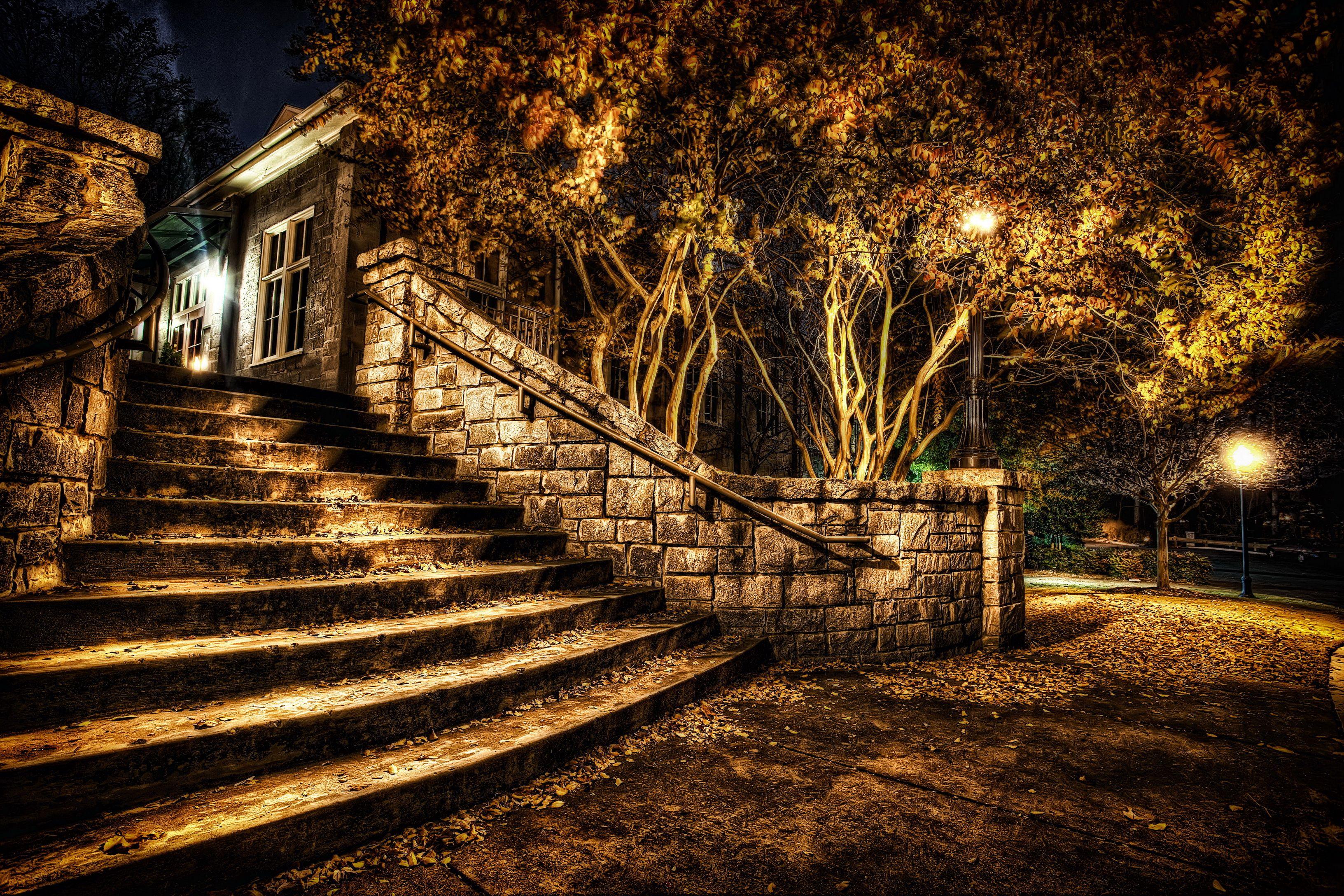 Parks Autumn Stairs Night HDR Nature wallpaperx2176