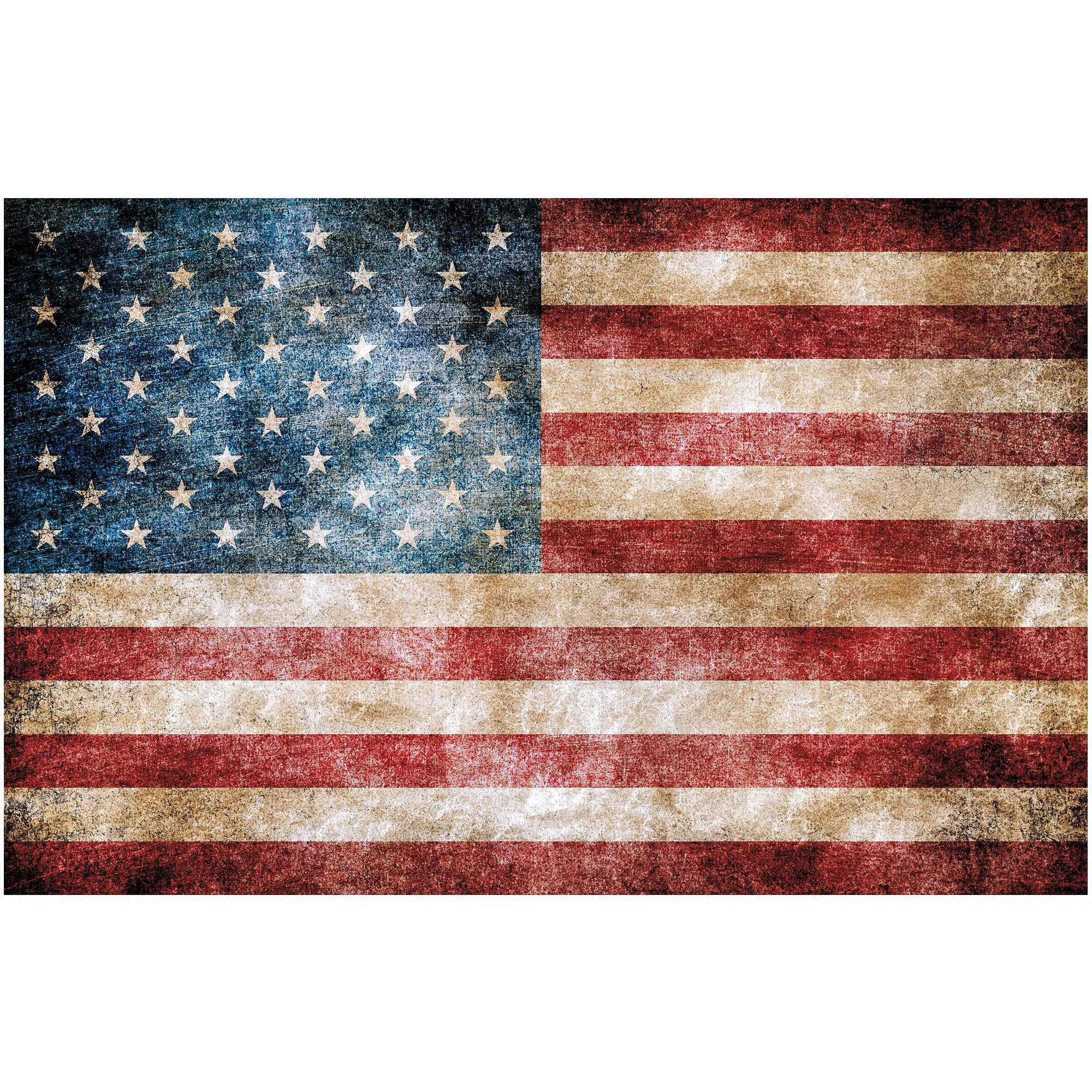 Vintage American Flag Peel and Stick Giant Wall Decals