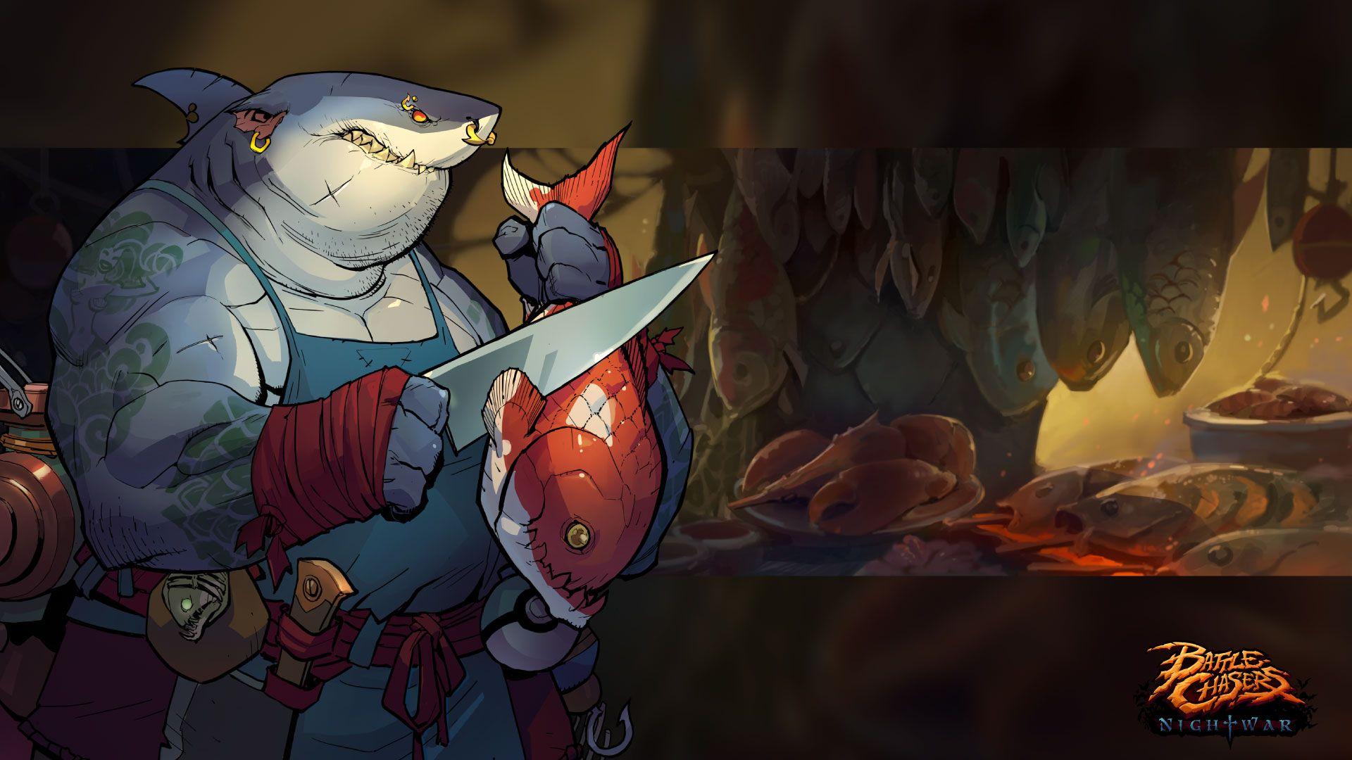The Fishmonger. Wallpaper from Battle Chasers: Nightwar