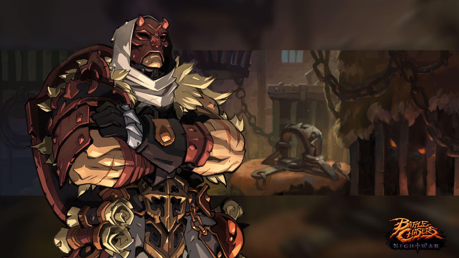 The devil hunter, Alumon. Wallpaper from Battle Chasers: Nightwar