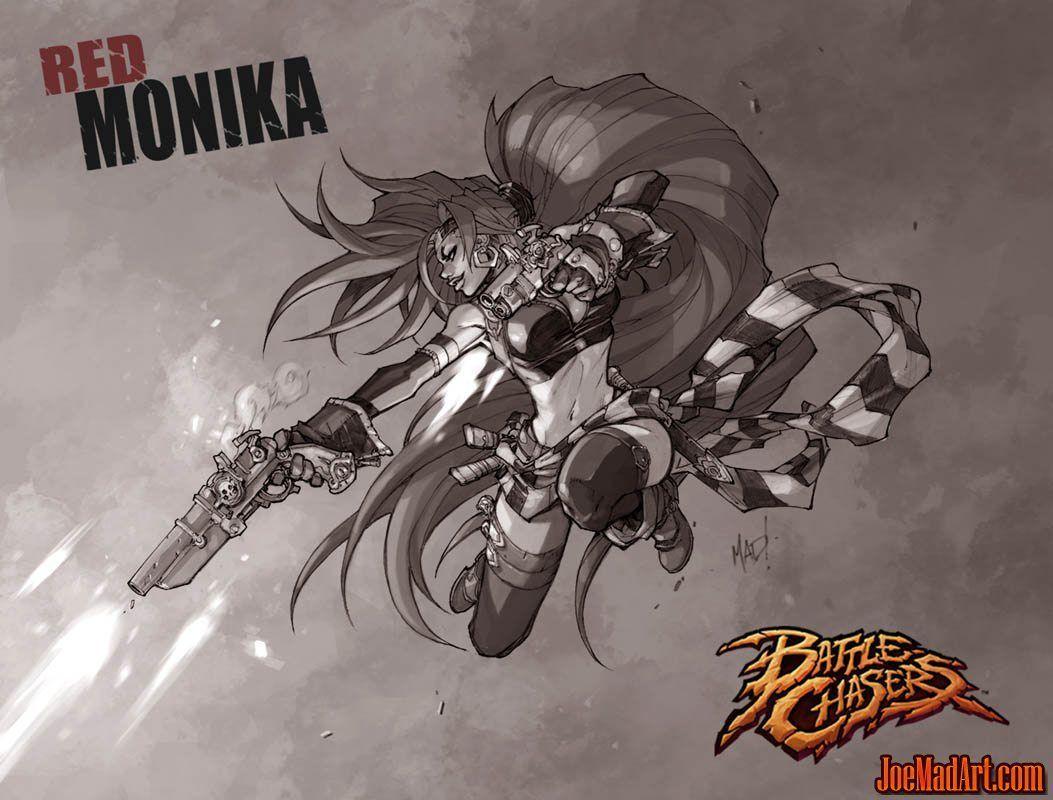 Battle Chasers Nightwar game Red Monika 1st wallpaper. sketch