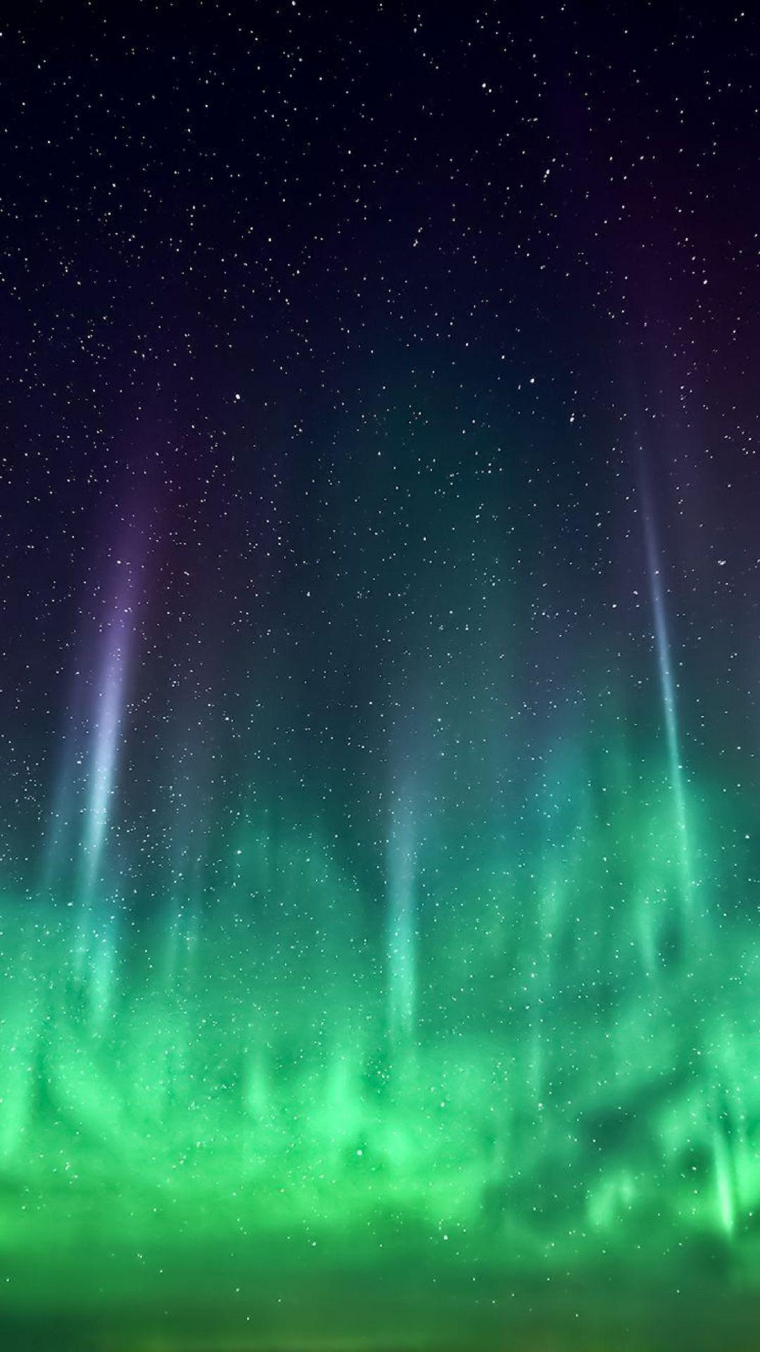 Aurora Borealis Green Stars Space Android Wallpaper free download