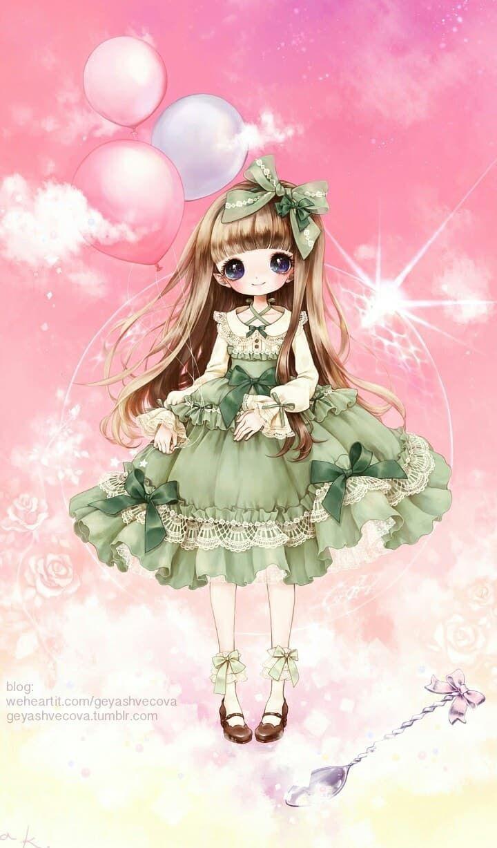 anime, art girl, baby doll, baby girl, background, beautiful