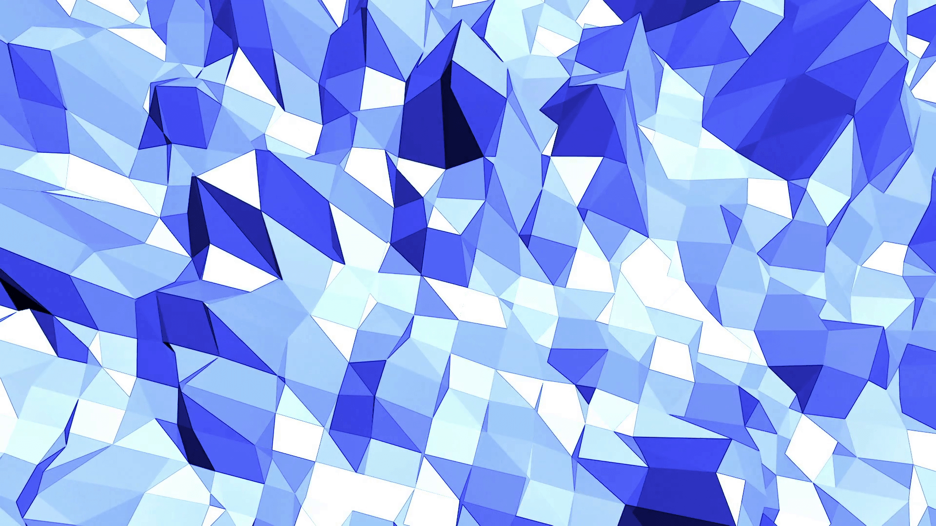 Blue low poly deforming surface as dream background. Blue polygonal